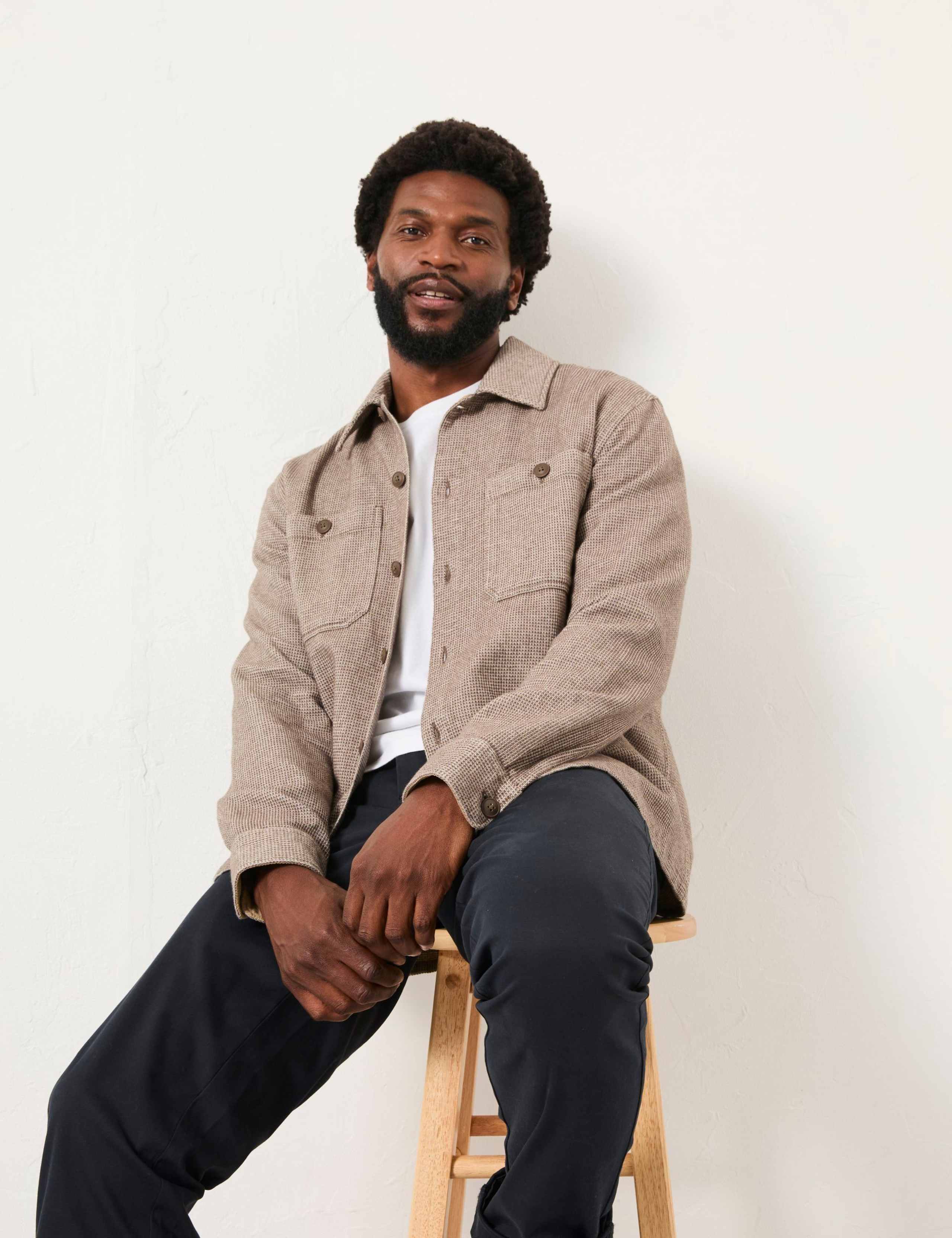 Regular Fit Pure Cotton Textured Overshirt 3 of 5