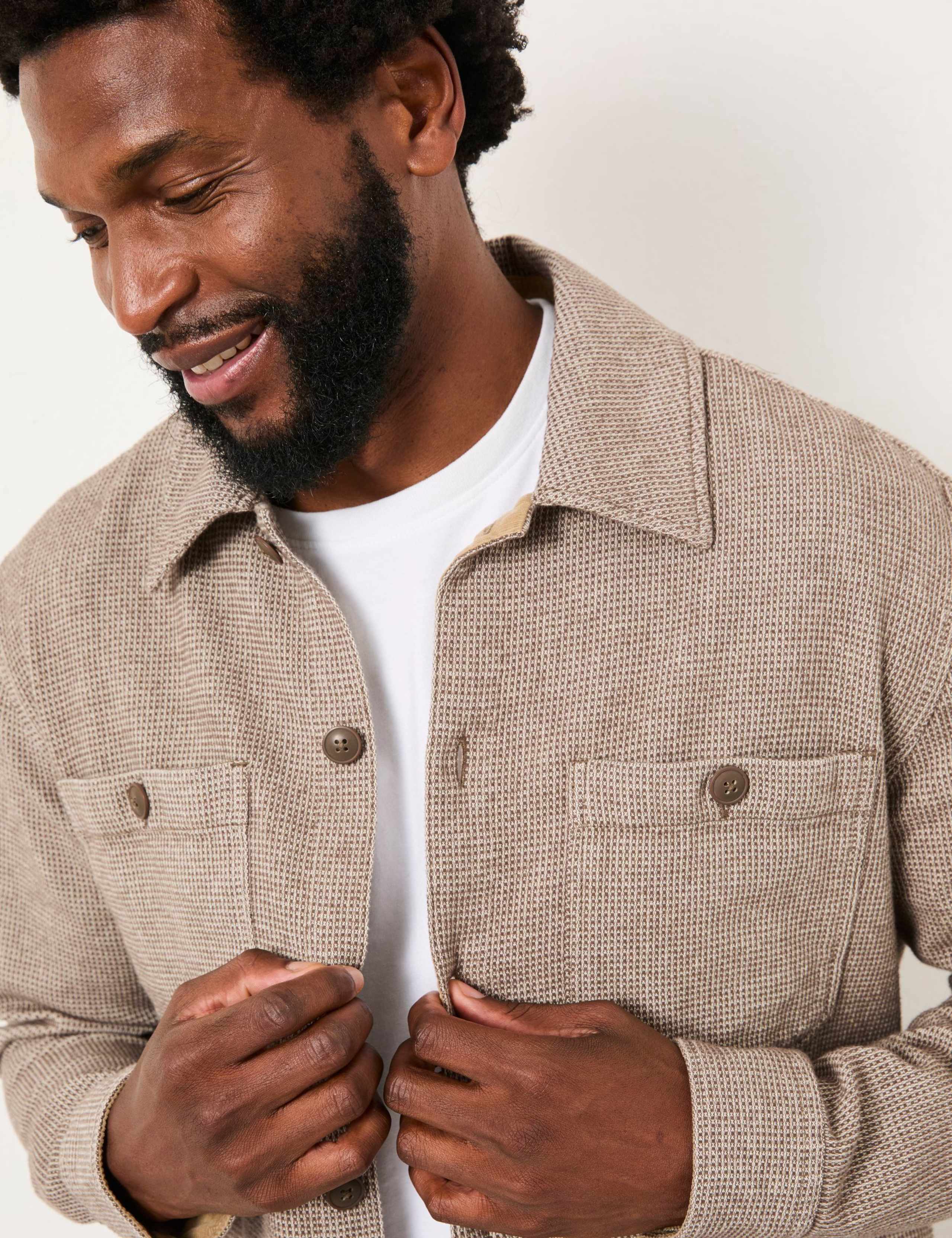 Regular Fit Pure Cotton Textured Overshirt 5 of 5