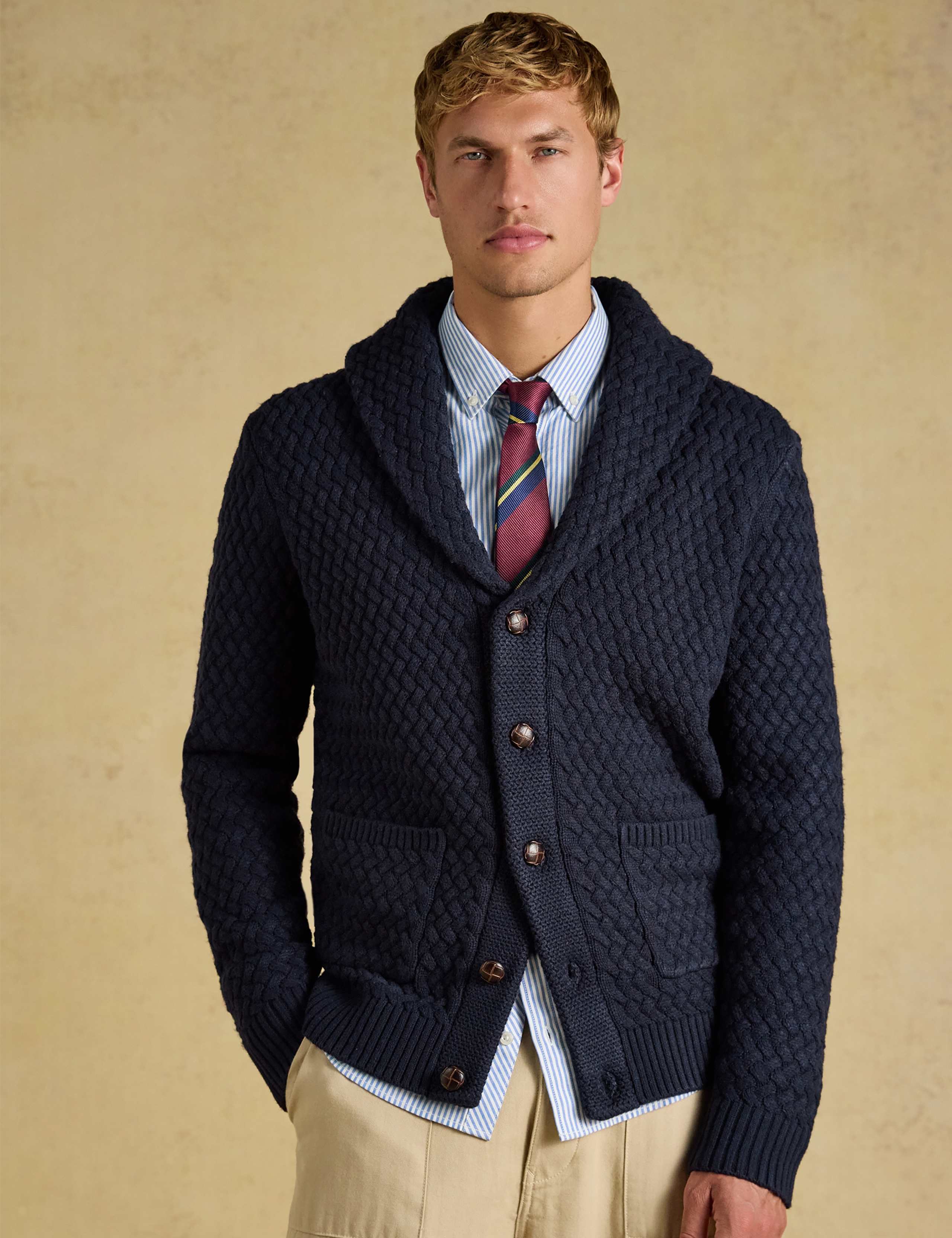 Textured Shawl Neck Cardigan 1 of 7