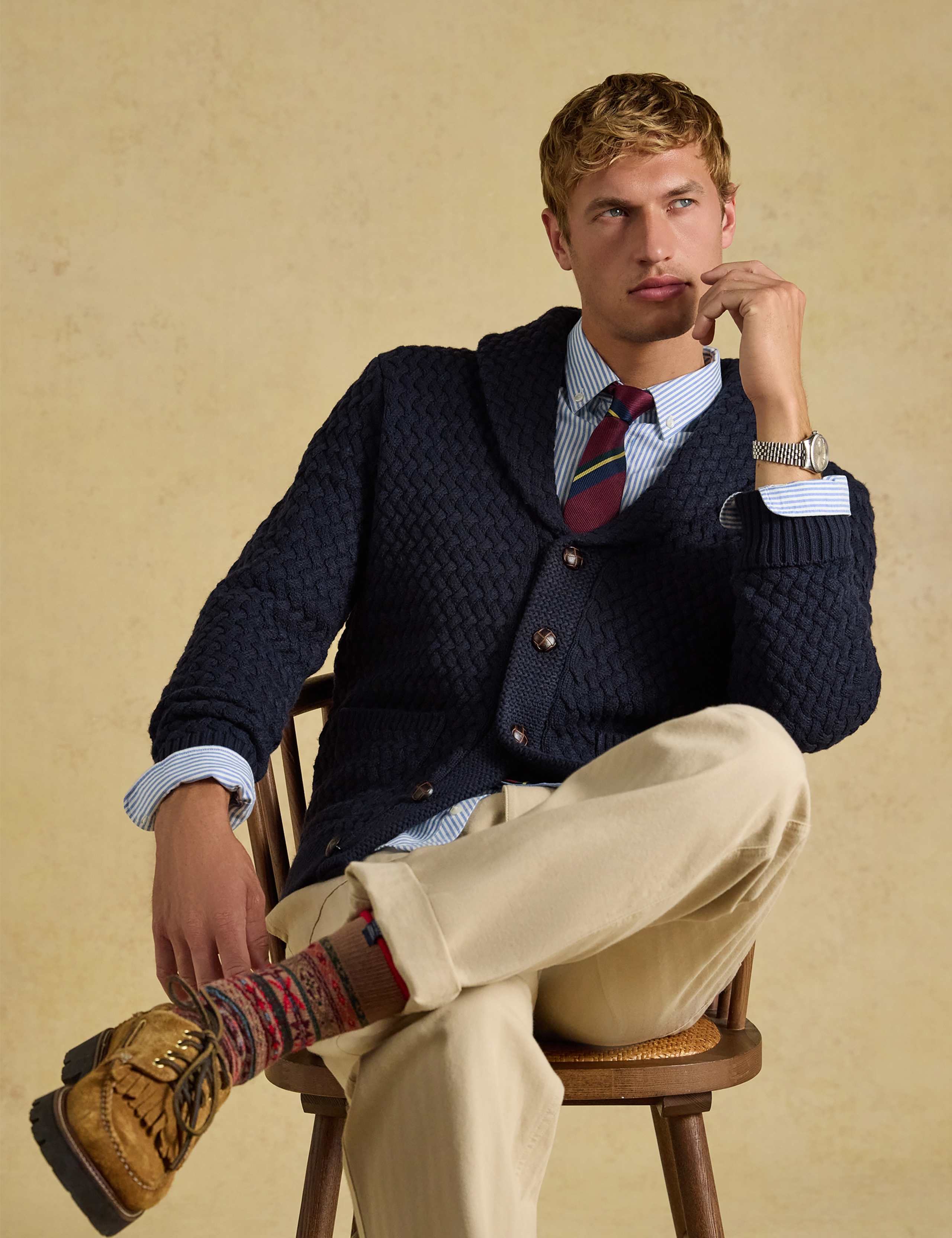Textured Shawl Neck Cardigan 2 of 7