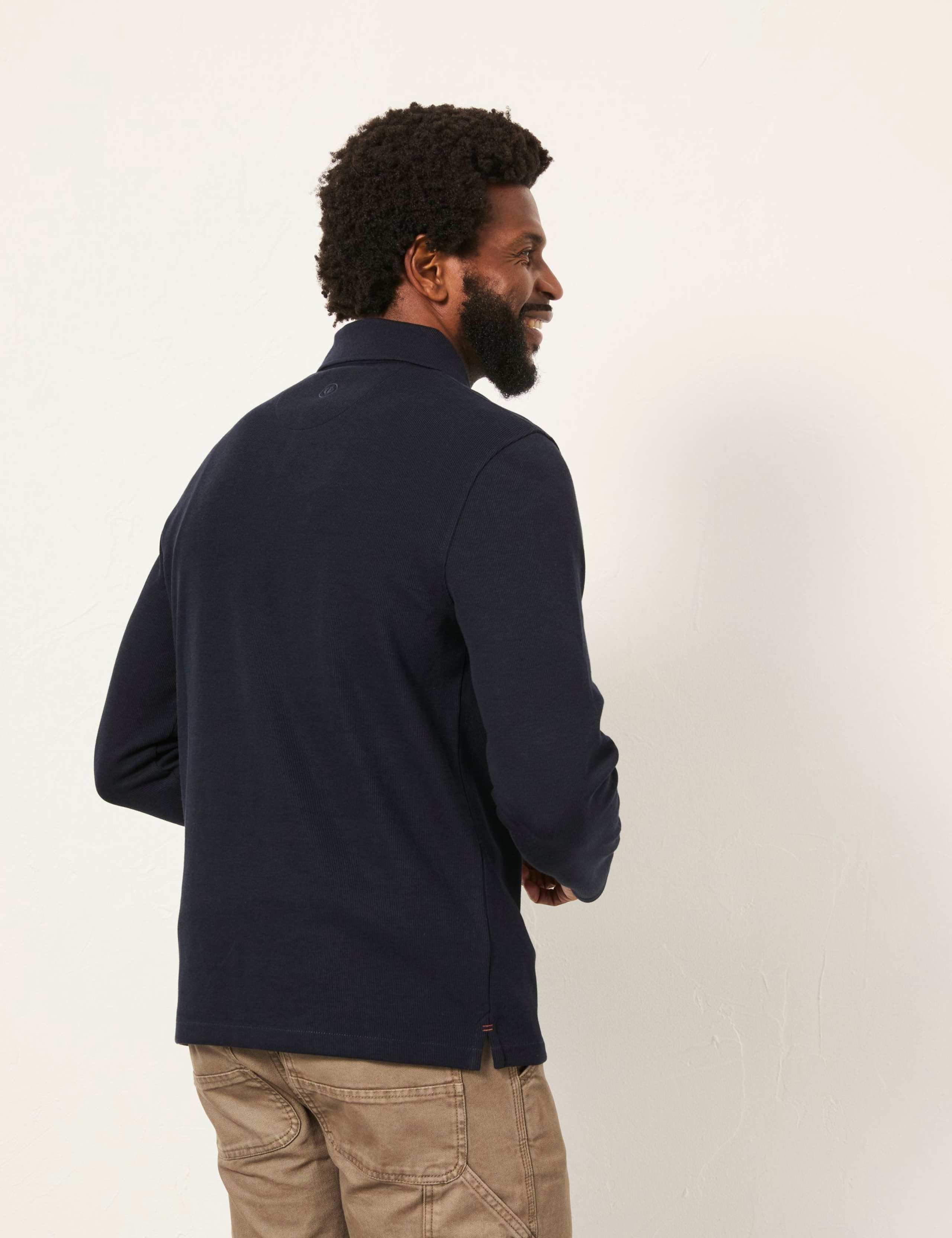 Cotton Rich Ribbed Long Sleeve Polo Shirt 3 of 6