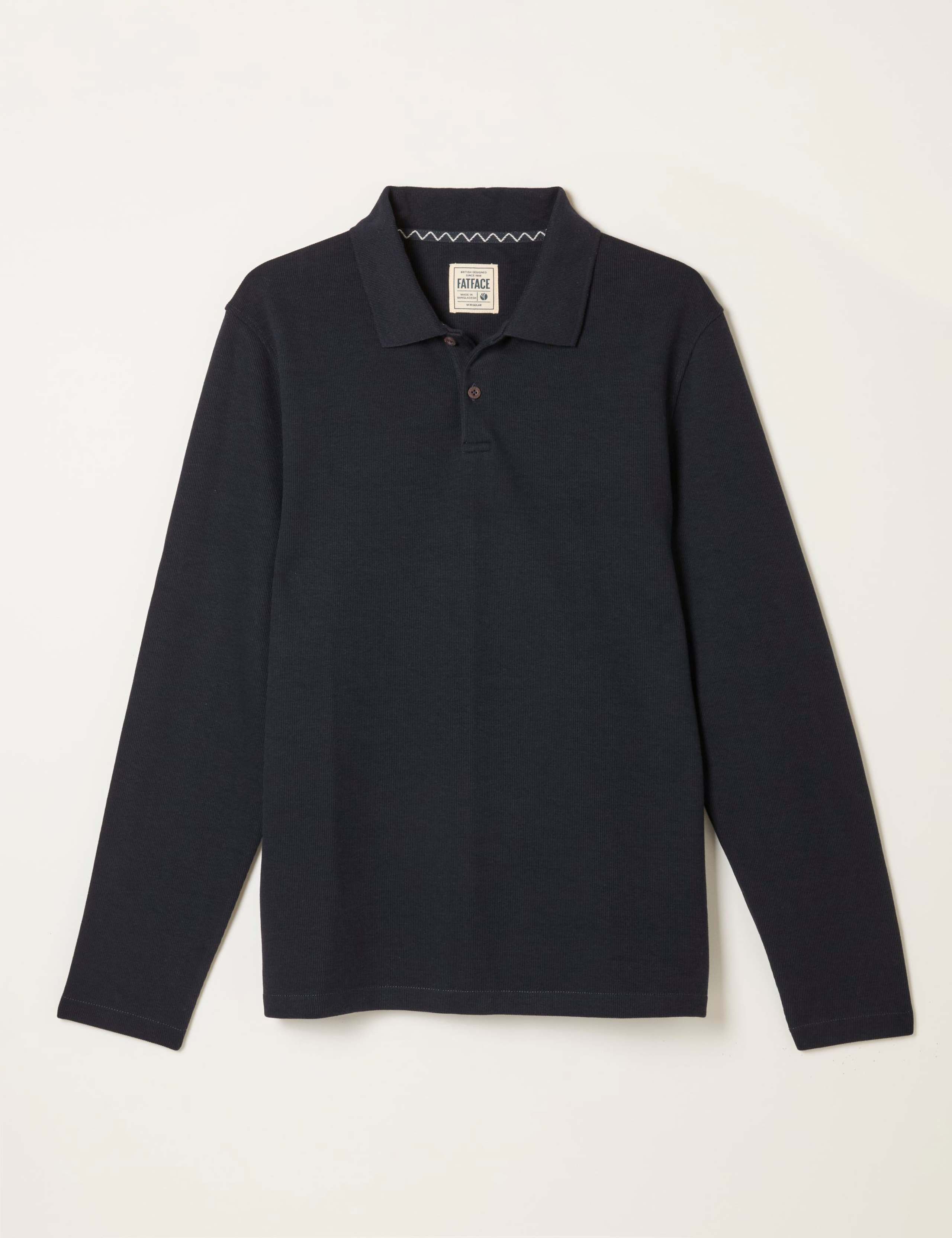 Cotton Rich Ribbed Long Sleeve Polo Shirt 2 of 6