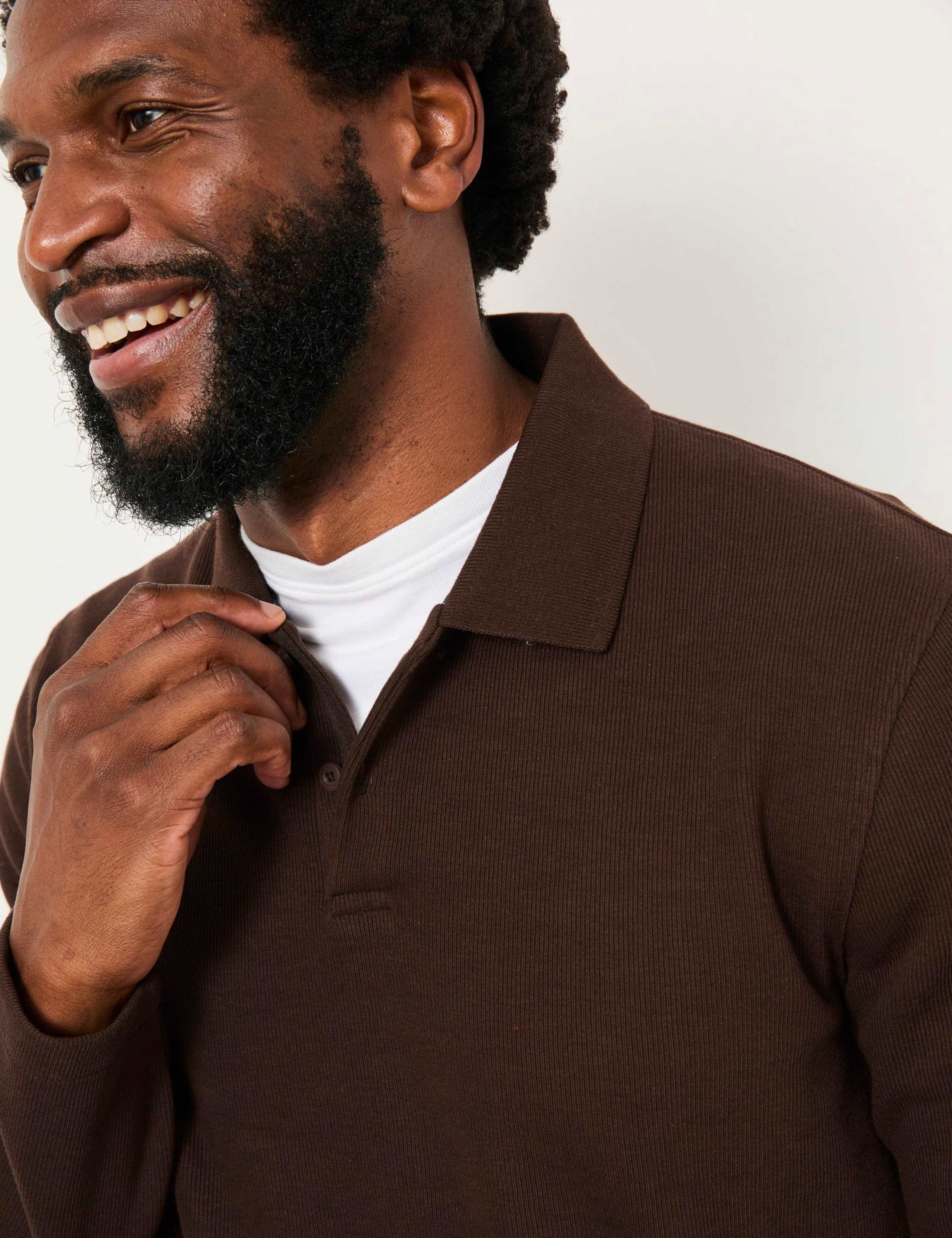 Cotton Rich Ribbed Long Sleeve Polo Shirt 4 of 5