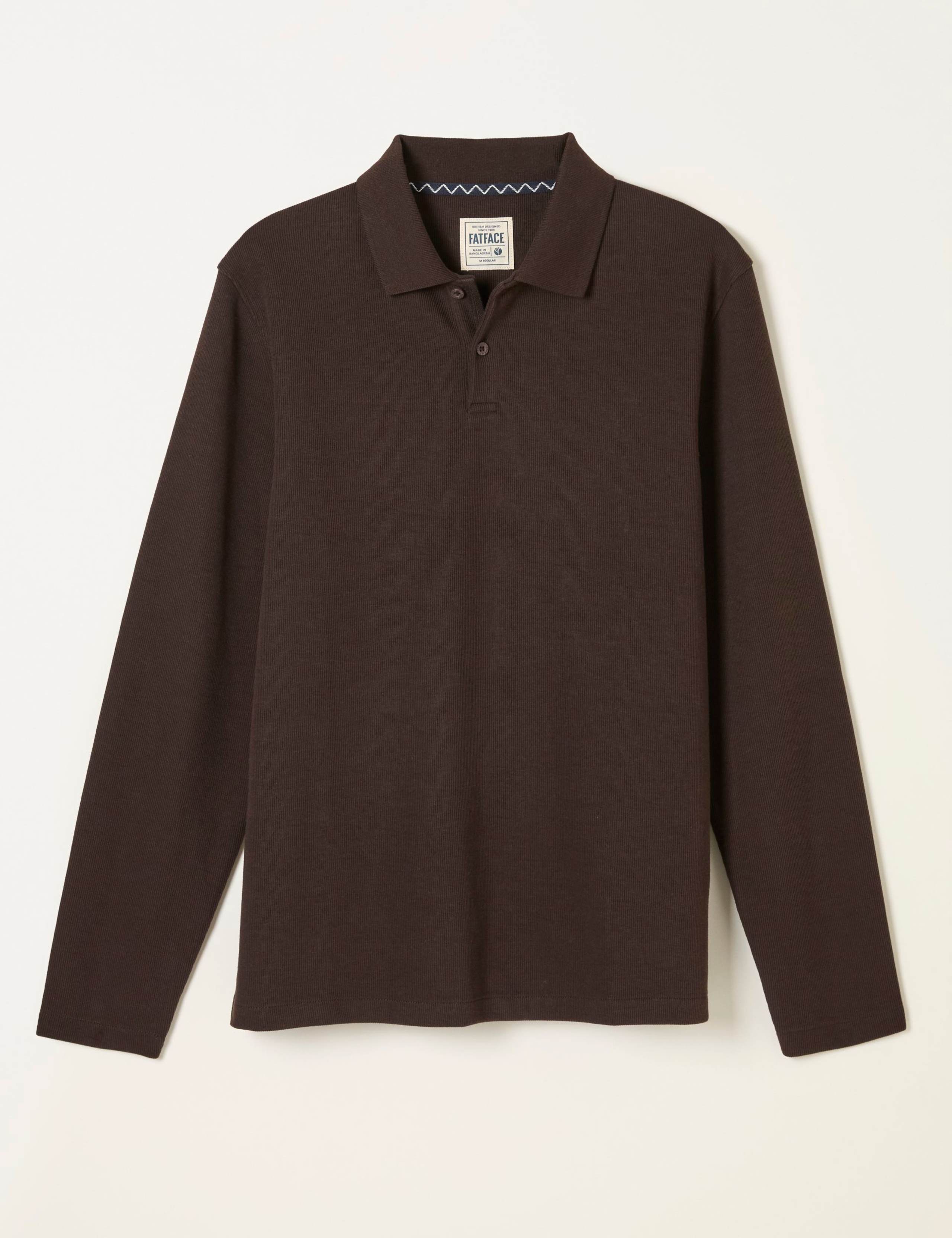 Cotton Rich Ribbed Long Sleeve Polo Shirt 2 of 5