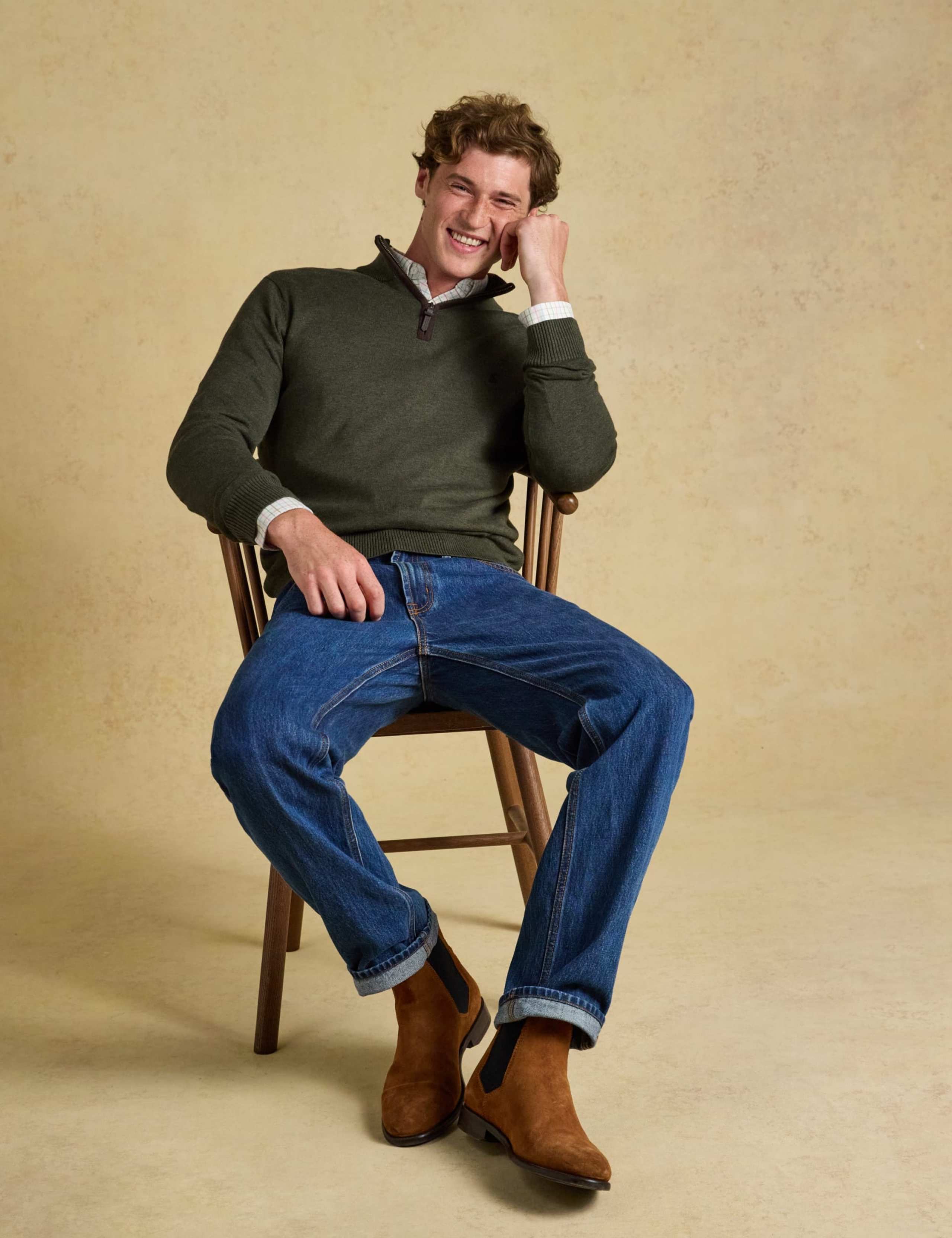Pure Cotton Textured Funnel Neck Half Zip Jumper 3 of 7