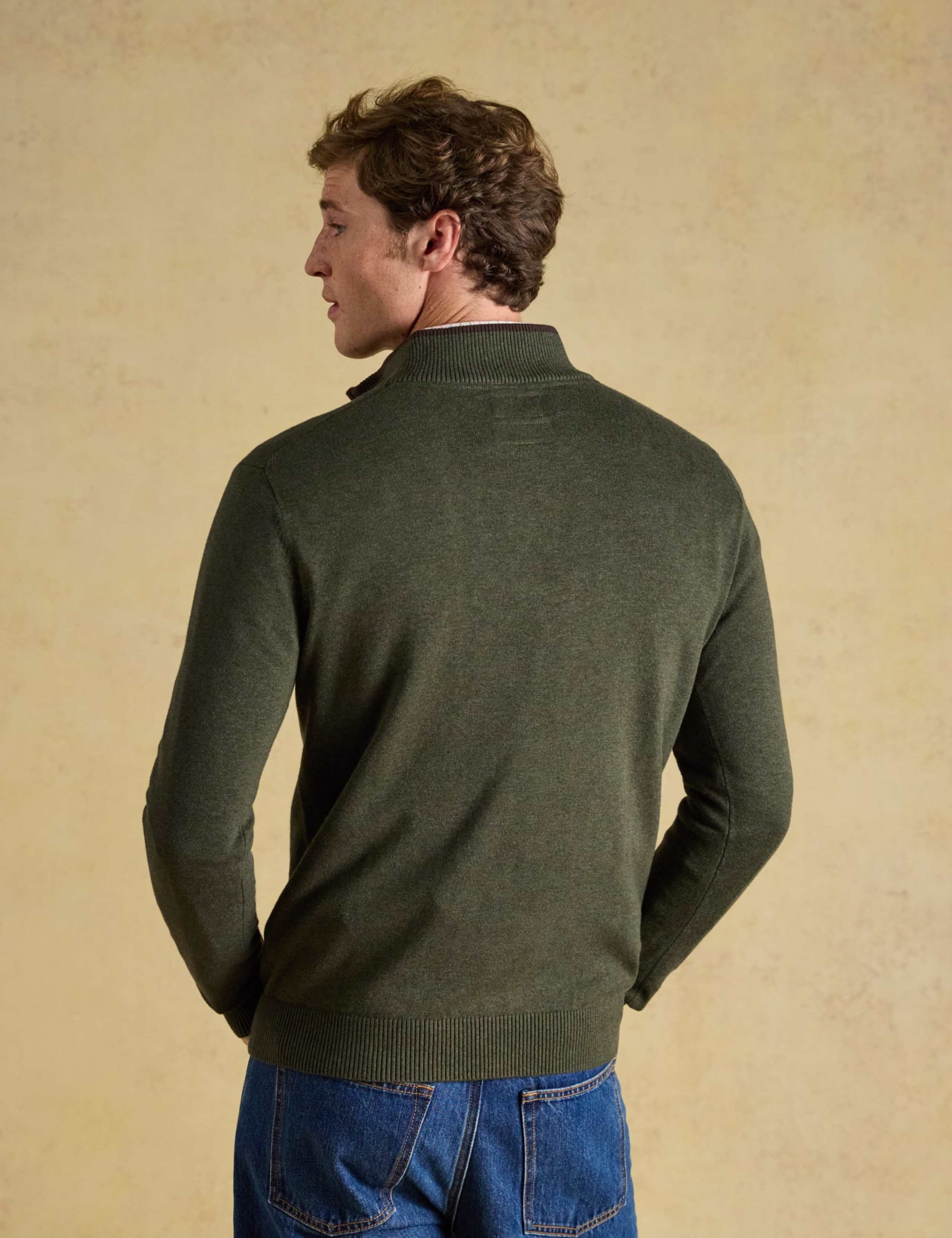 Pure Cotton Textured Funnel Neck Half Zip Jumper 5 of 7