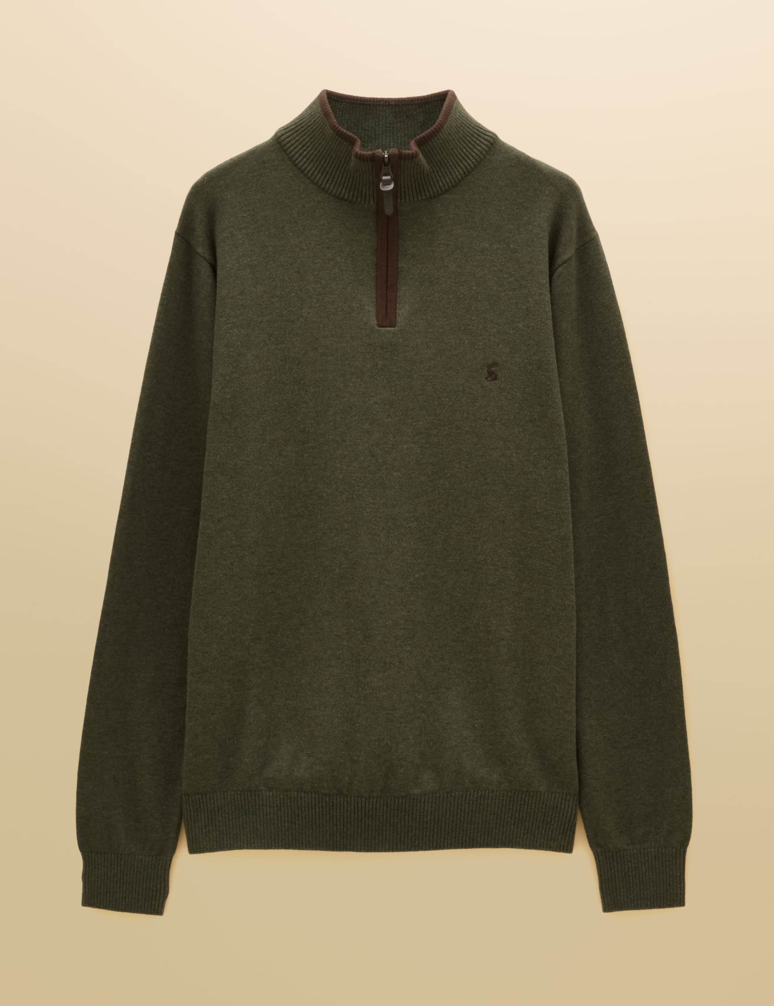 Pure Cotton Textured Funnel Neck Half Zip Jumper 7 of 7