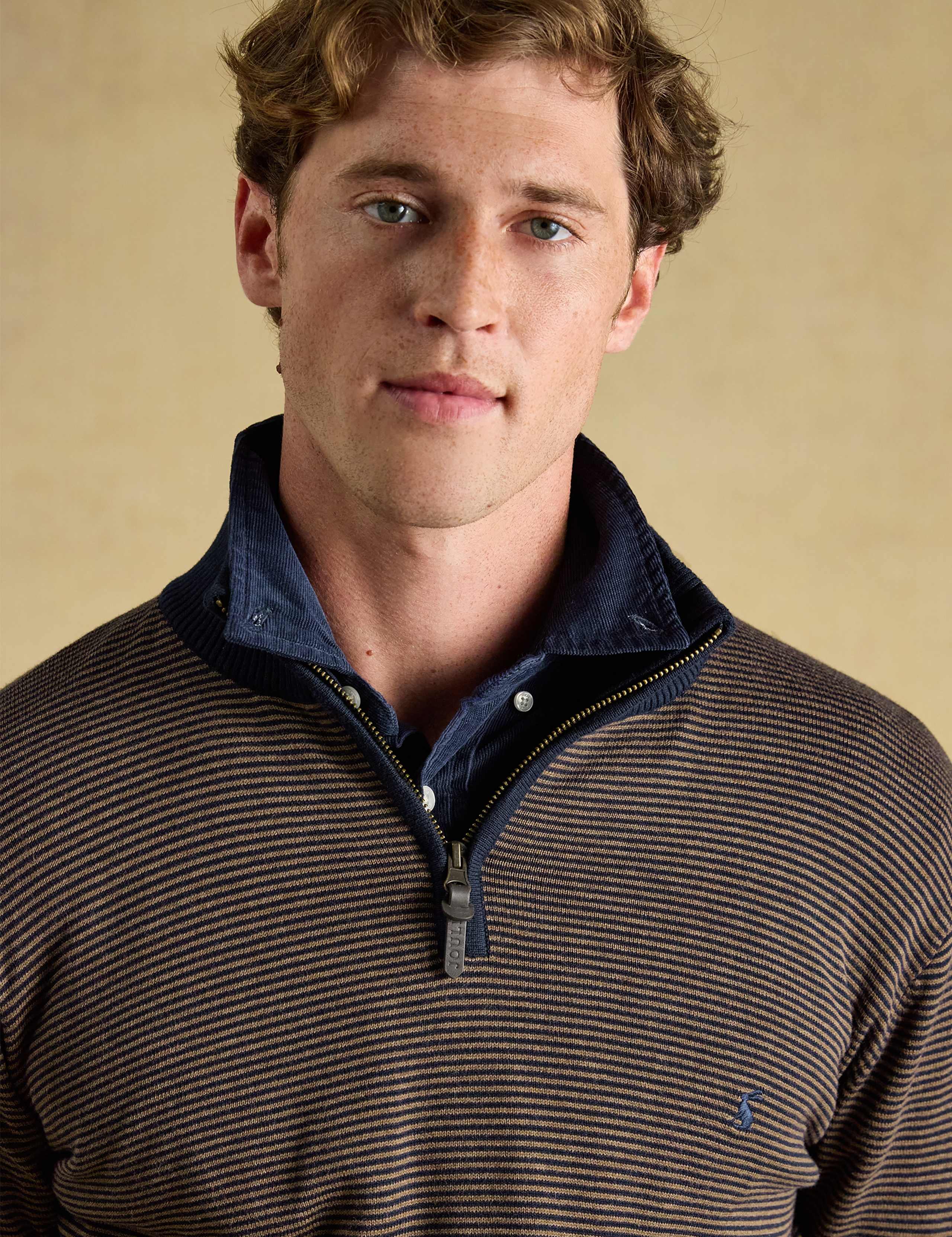 Pure Cotton Striped Funnel Neck Half Zip Jumper 5 of 7