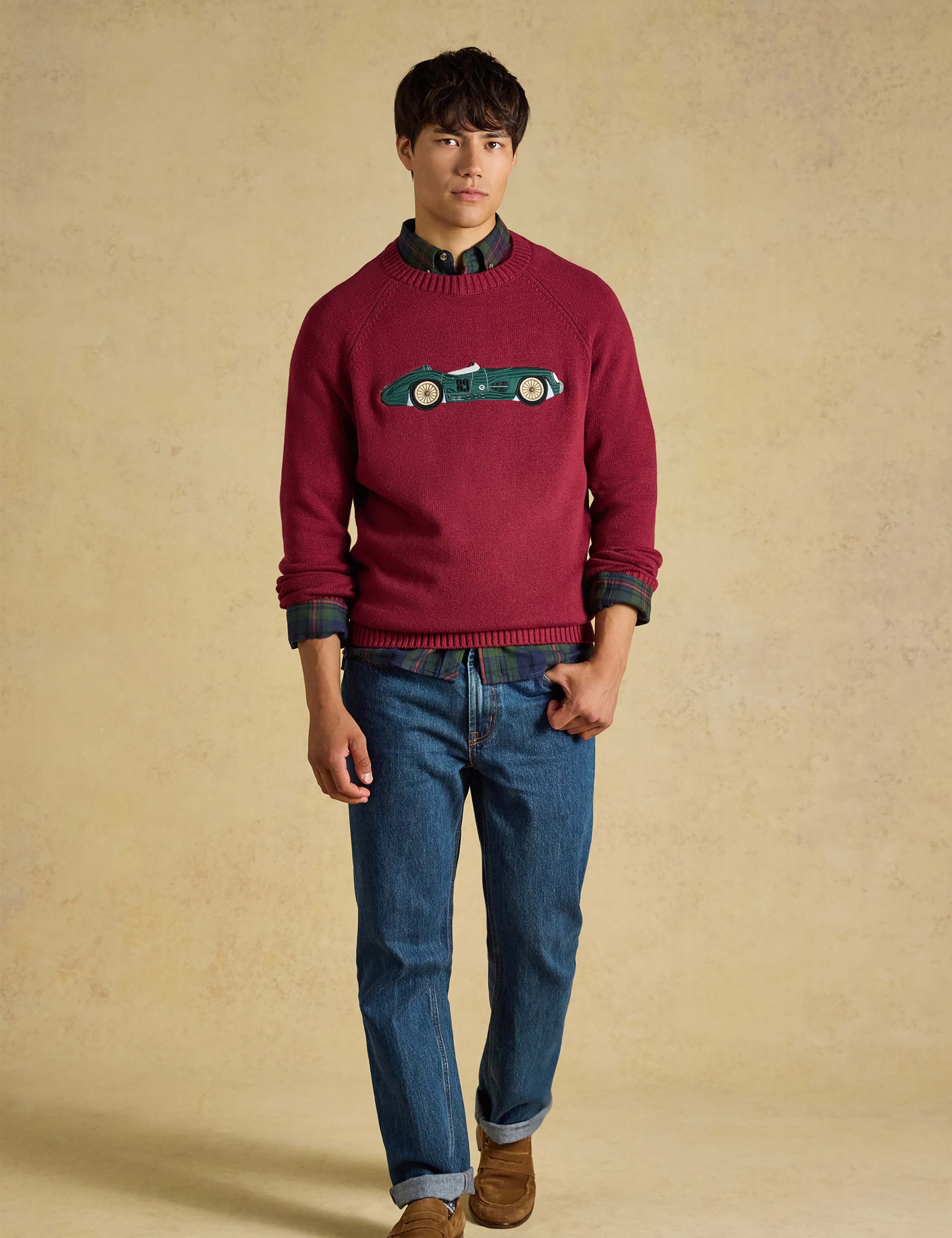 Pure Cotton Intarsia Dog Crew Neck Jumper 2 of 8