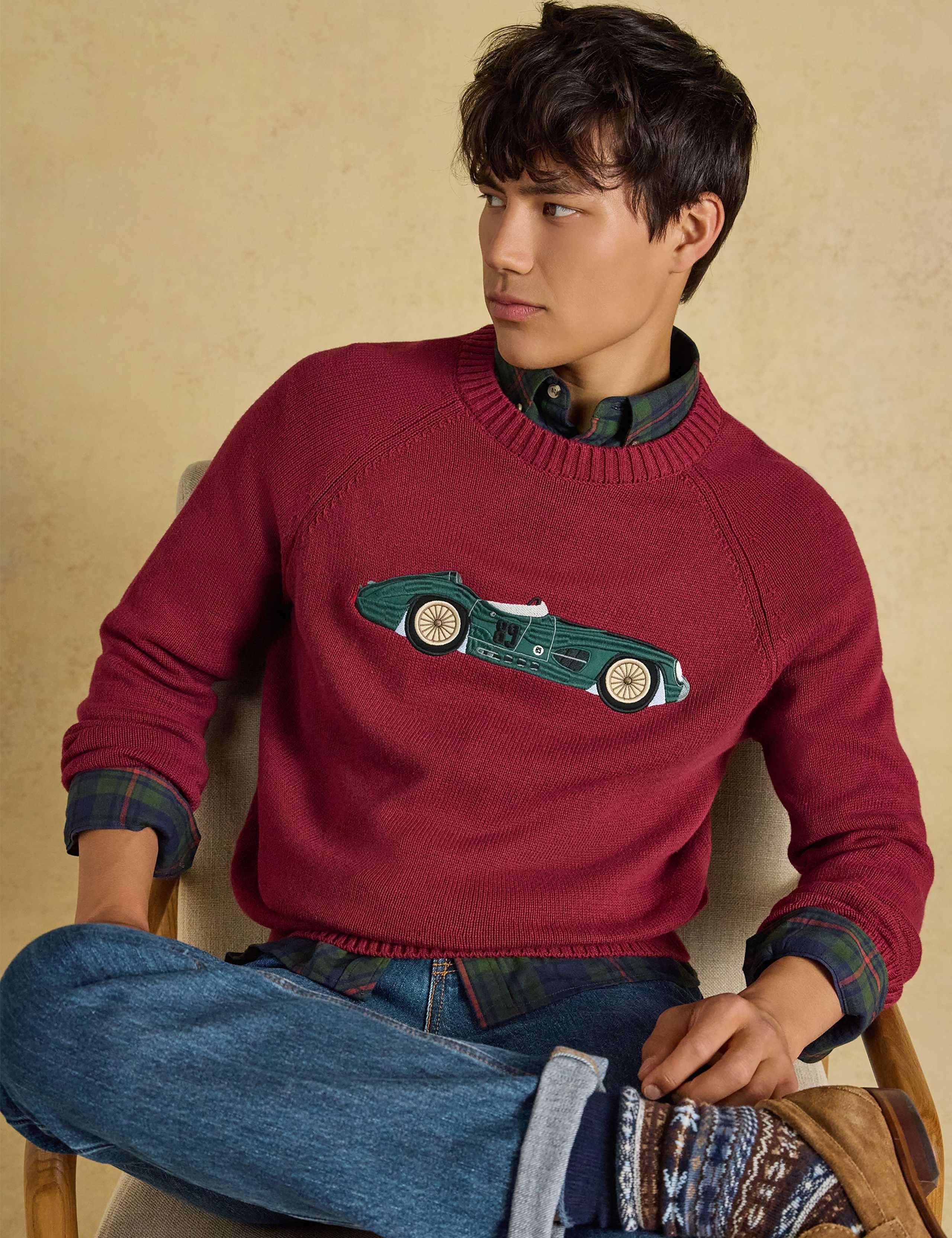 Pure Cotton Intarsia Dog Crew Neck Jumper 5 of 8