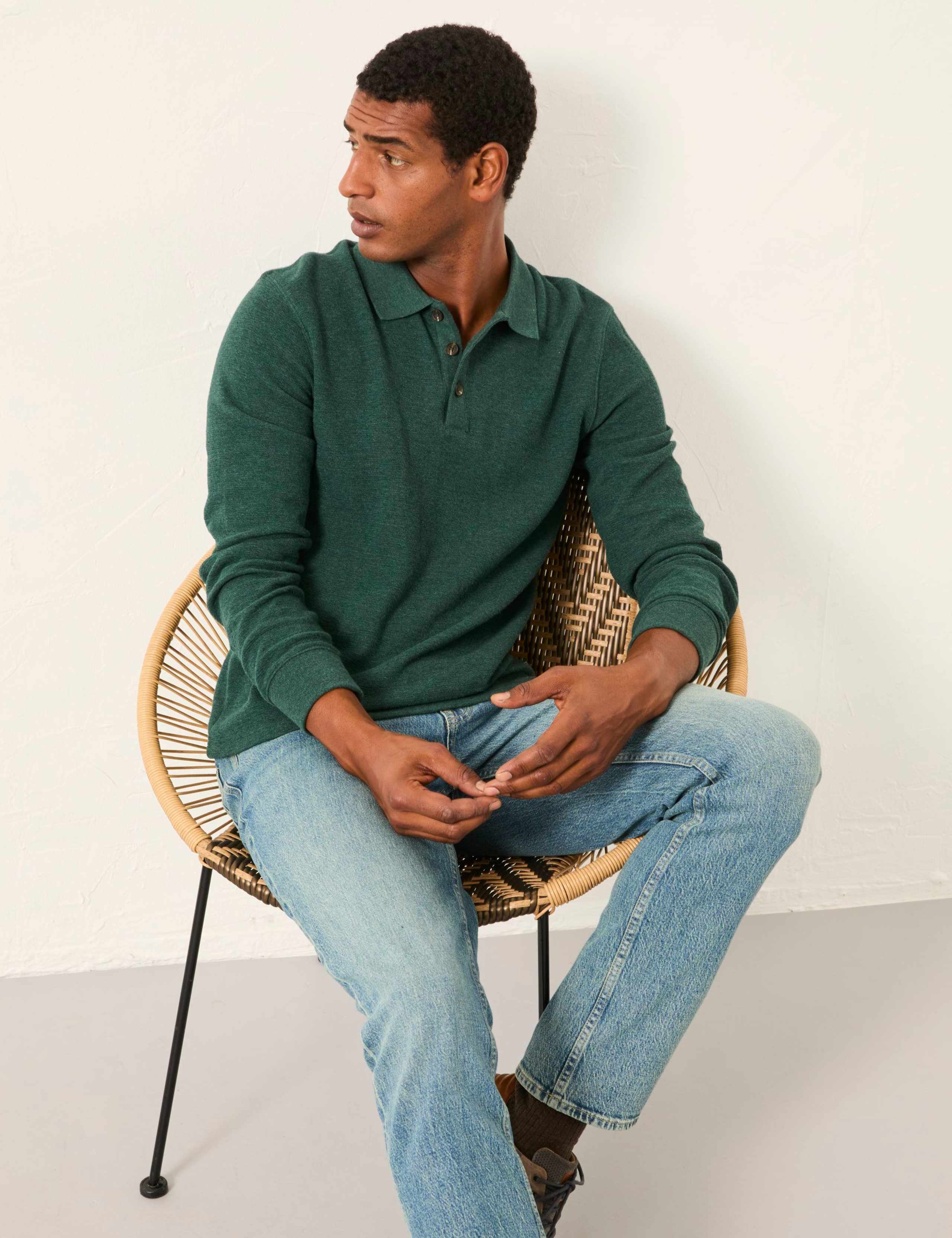 Cotton Rich Long Sleeve Polo Shirt 3 of 4