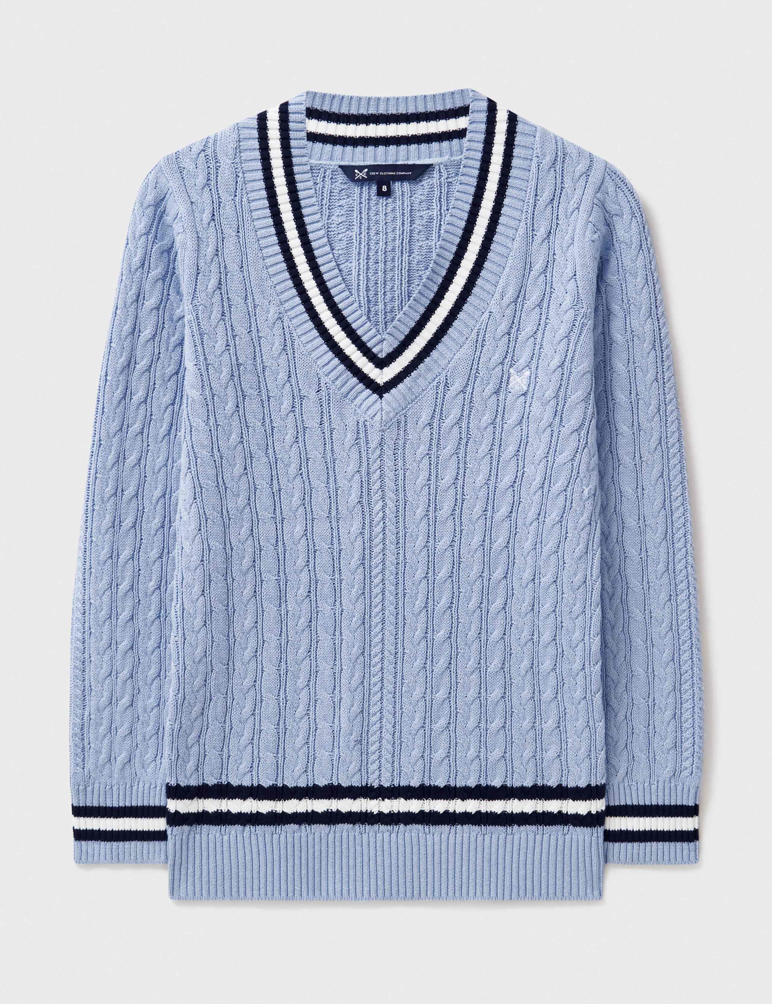 Pure Cotton Cable Knit V-Neck Cricket Jumper 2 of 5