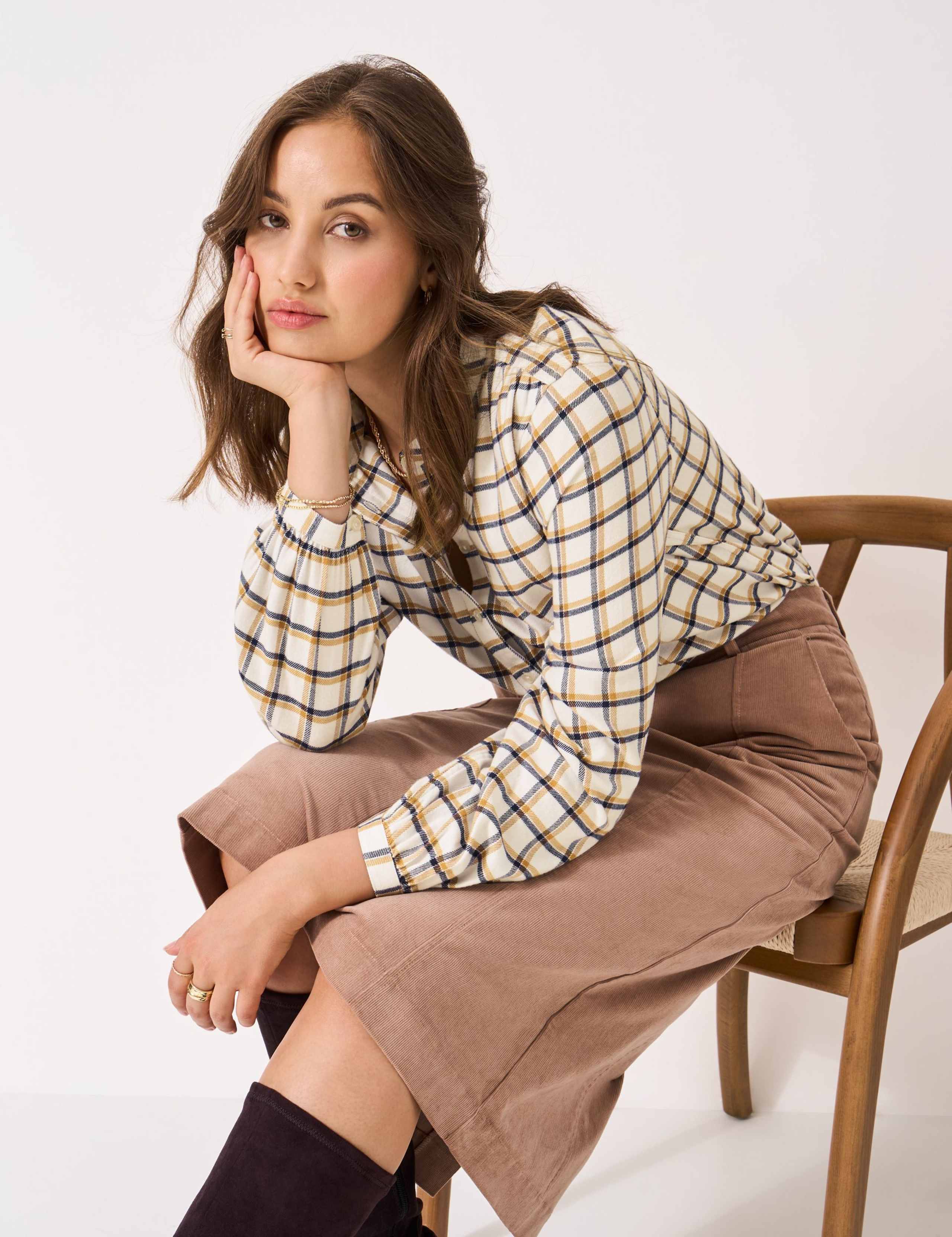 Pure Cotton Checked Blouse 3 of 5