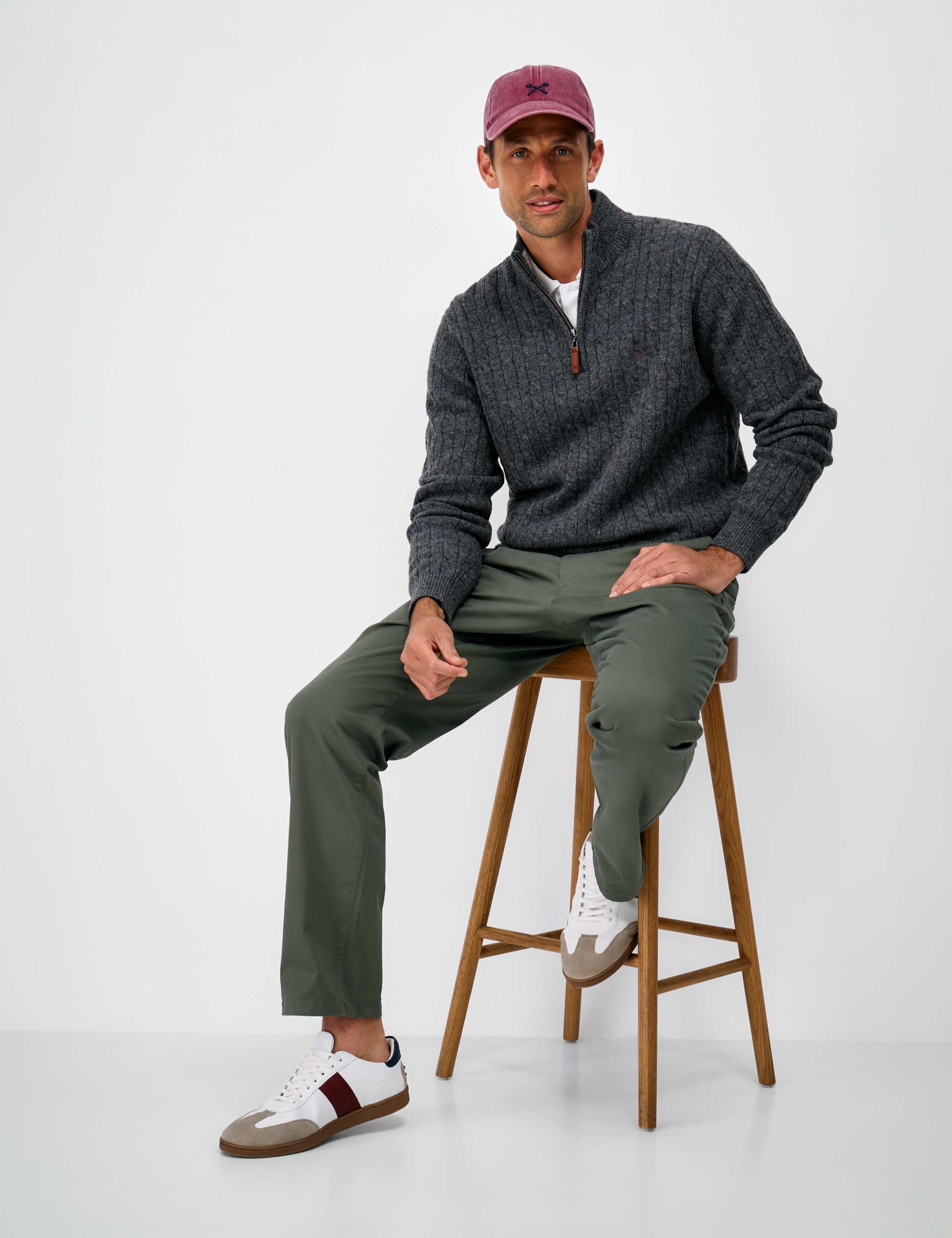 Cable Funnel Neck Half Zip Jumper with Lambswool 3 of 5