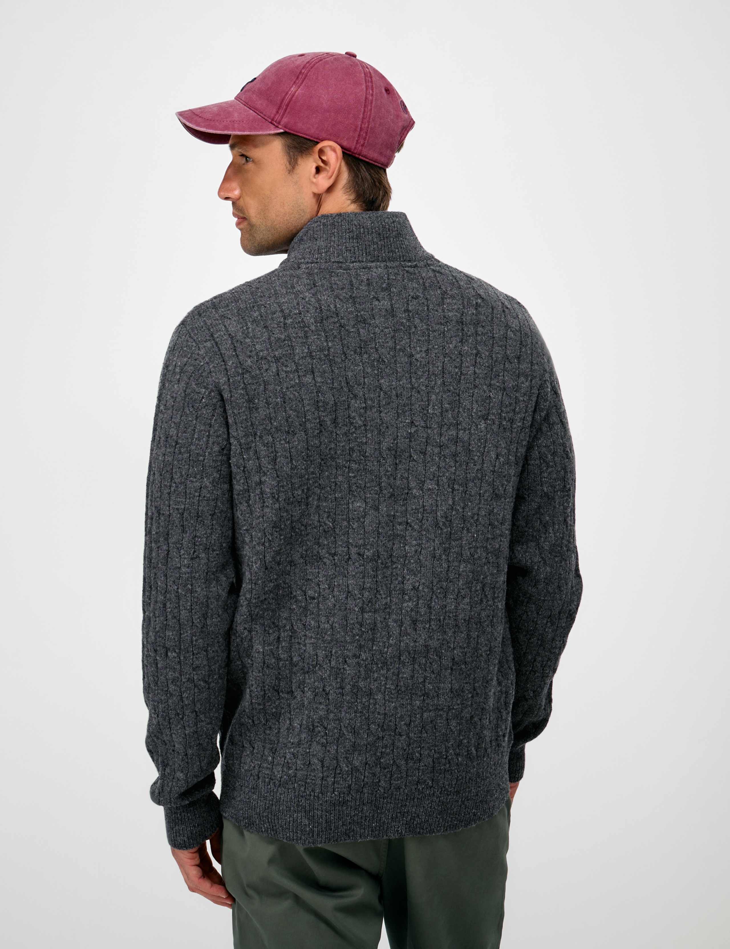 Cable Funnel Neck Half Zip Jumper with Lambswool 4 of 5