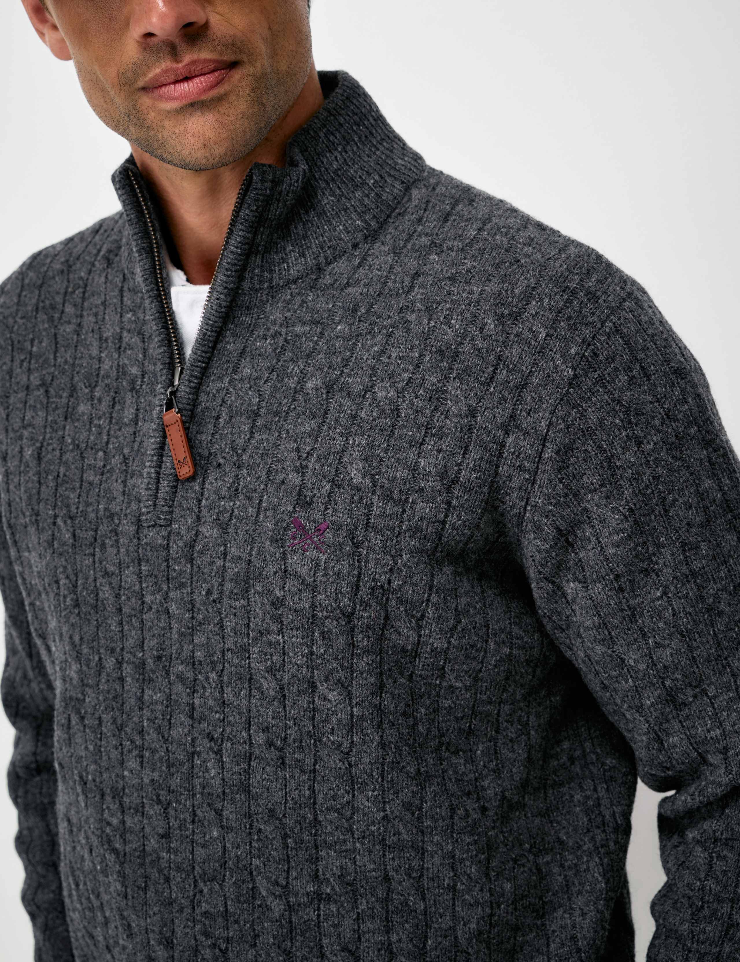 Cable Funnel Neck Half Zip Jumper with Lambswool 5 of 5