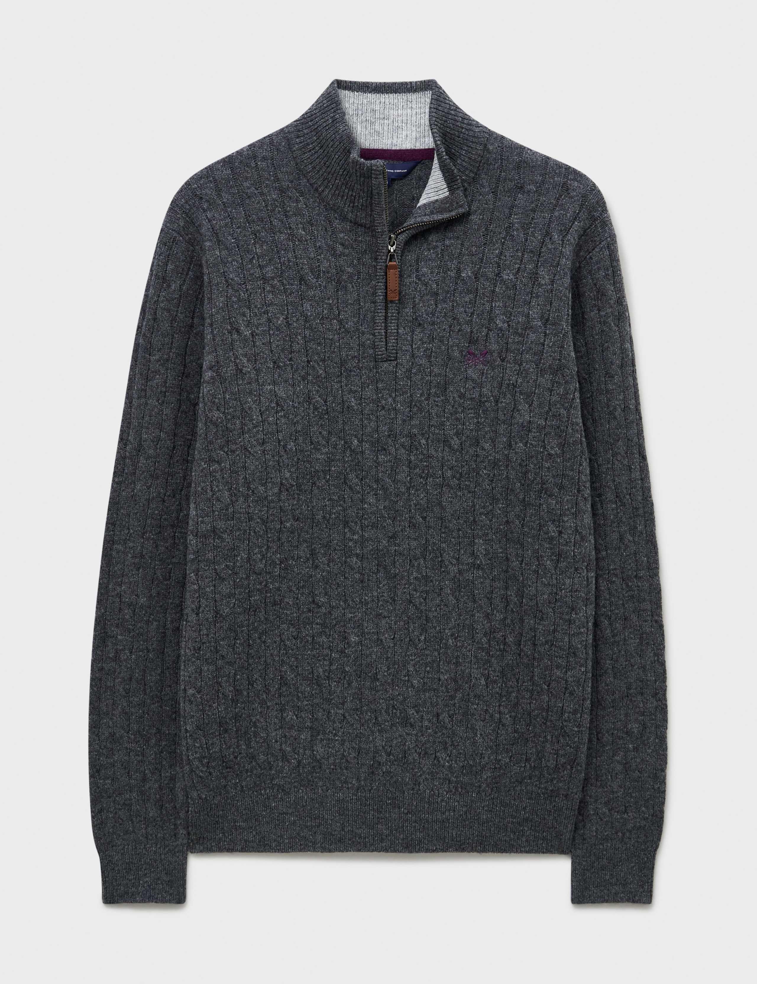 Cable Funnel Neck Half Zip Jumper with Lambswool 2 of 5