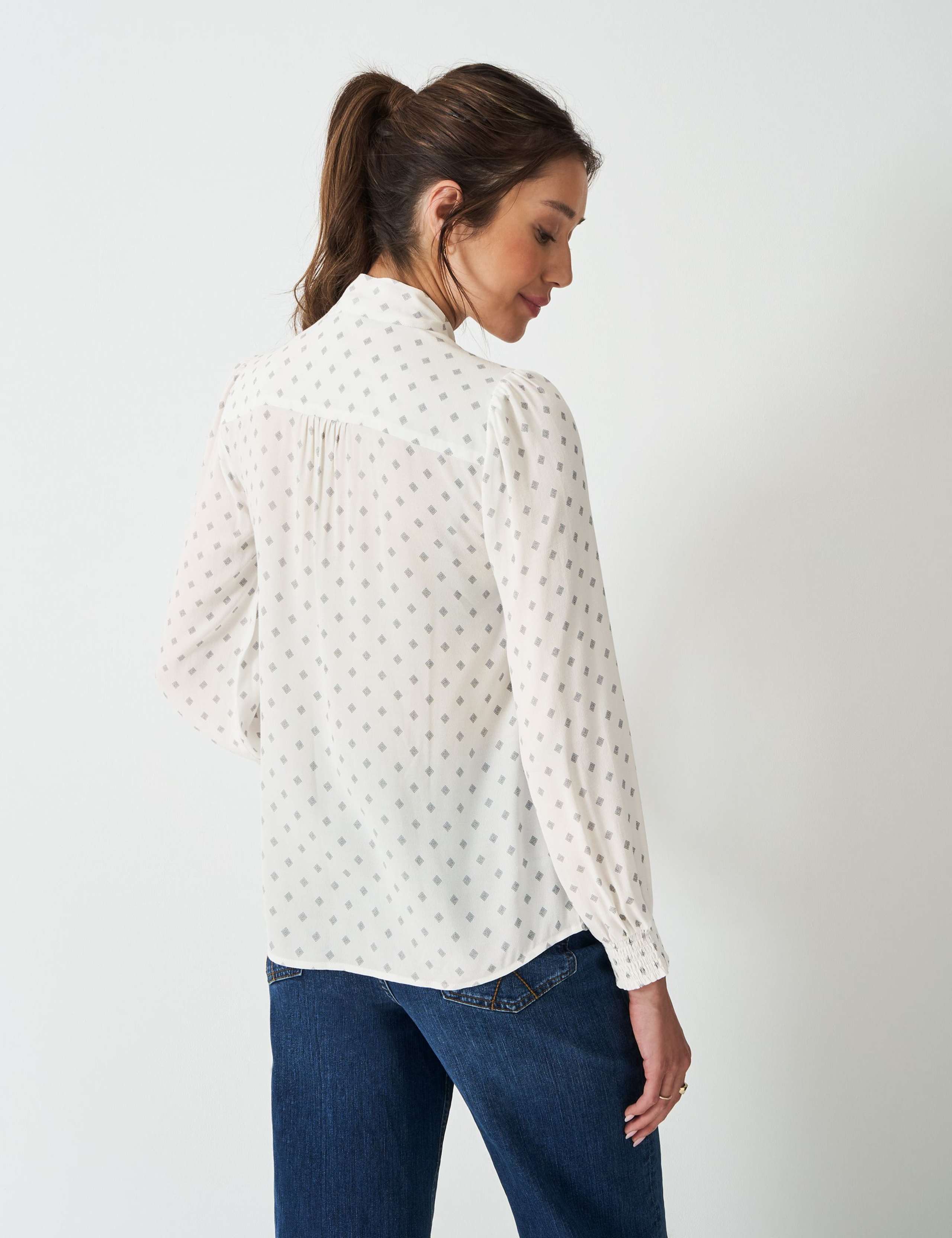 Polka Dot Tie Neck Blouse 4 of 5