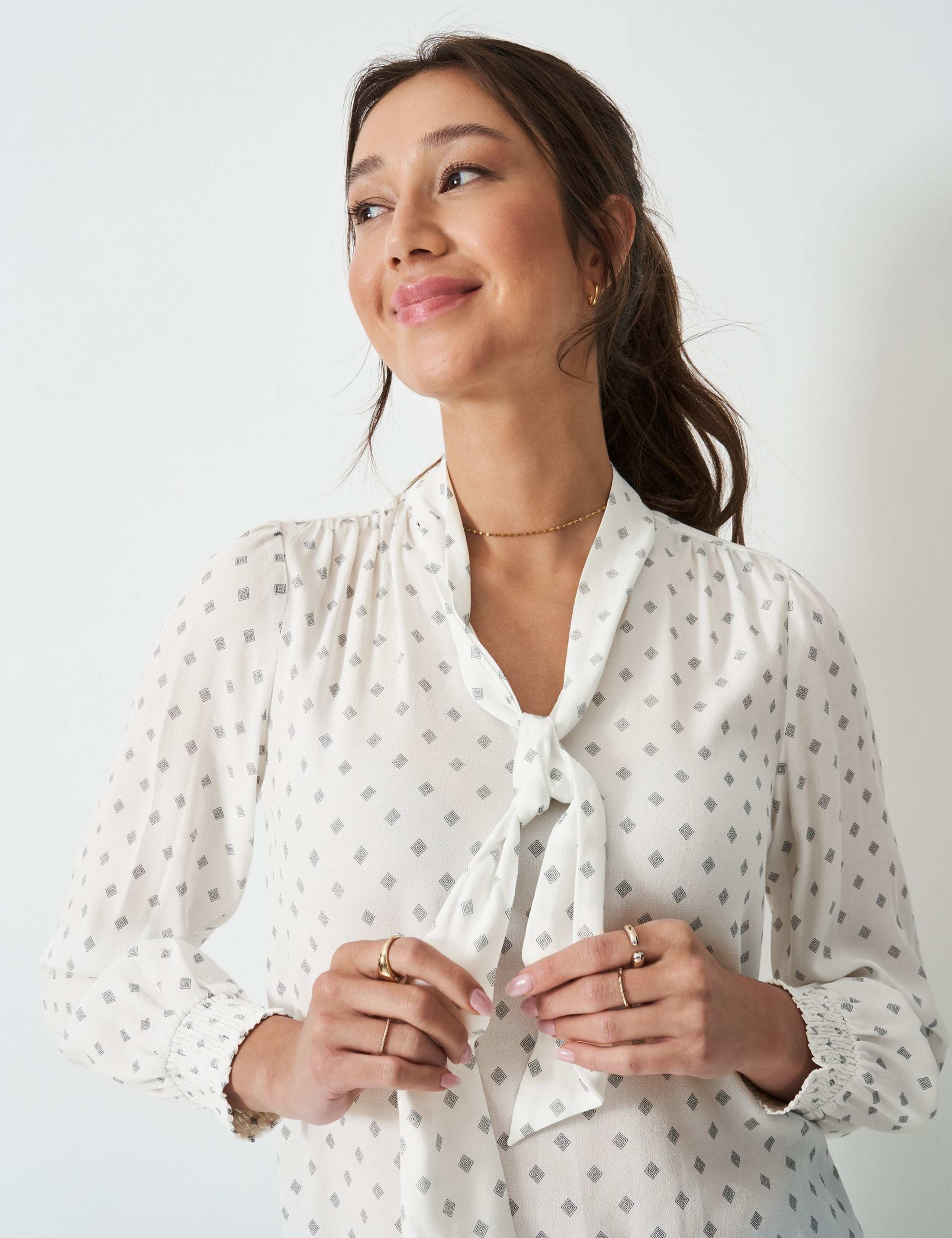 Polka Dot Tie Neck Blouse 5 of 5
