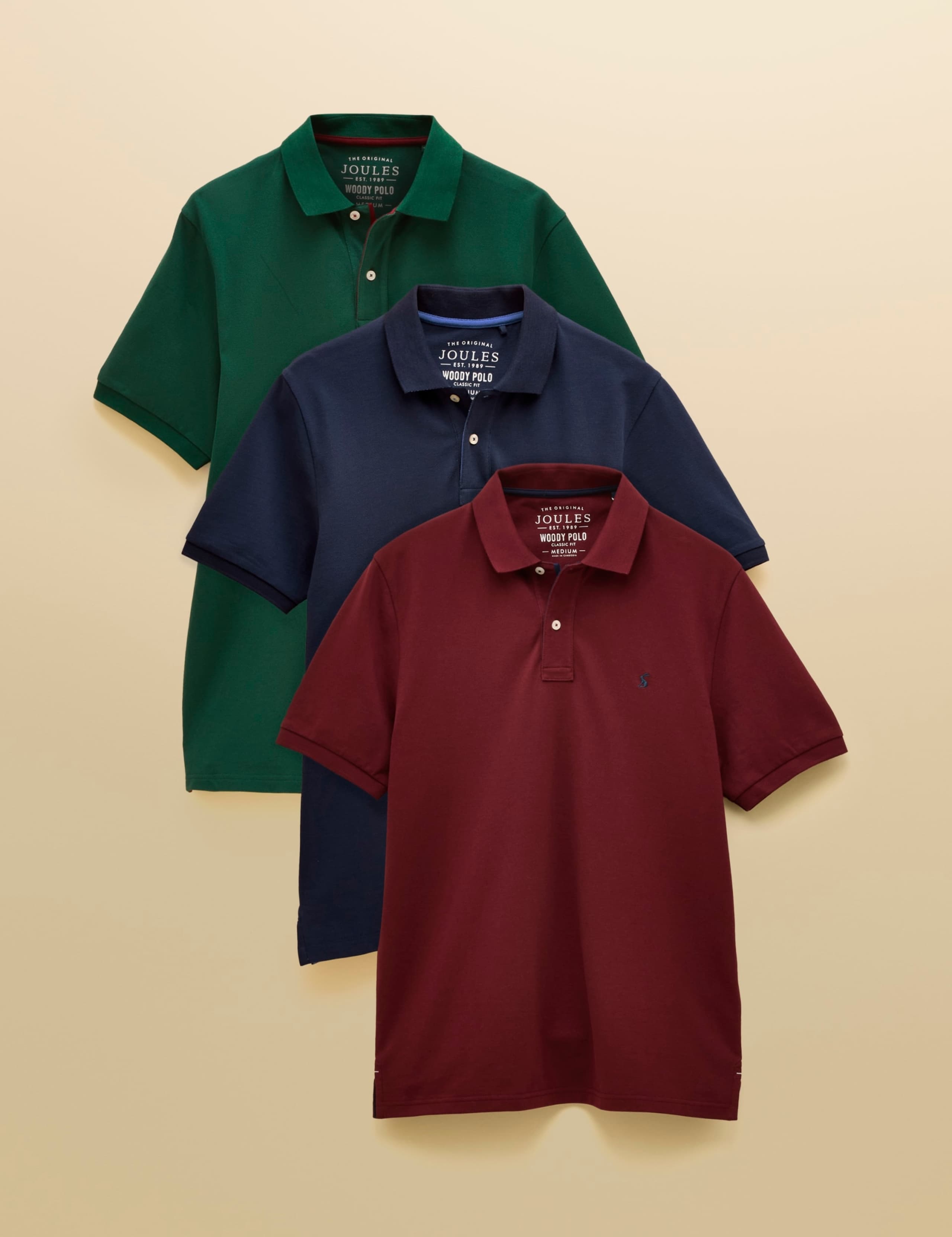 3 Pack Regular Fit Pure Cotton Polo Shirts 1 of 10