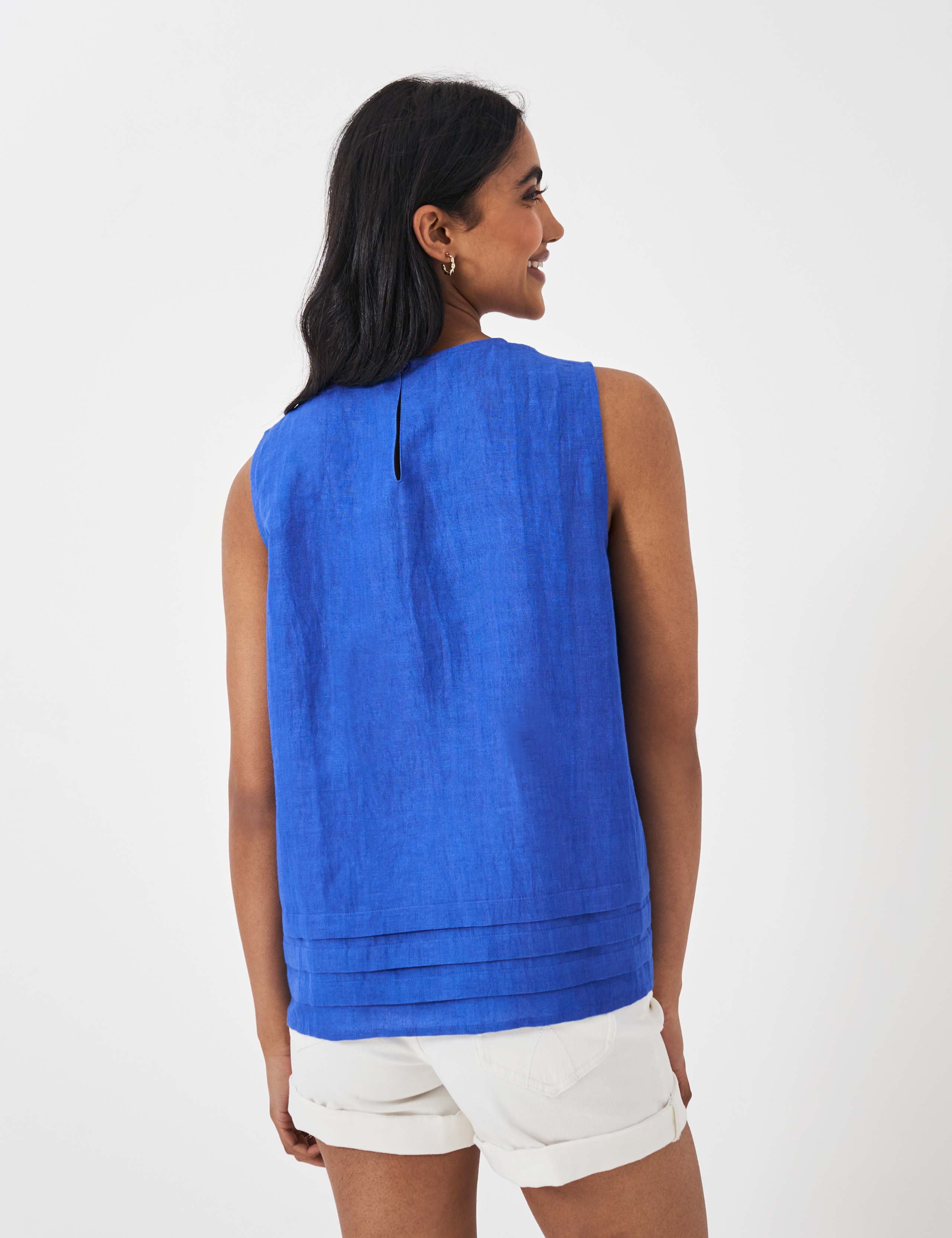 Linen Blend Pleat Detail Shell Top 4 of 5