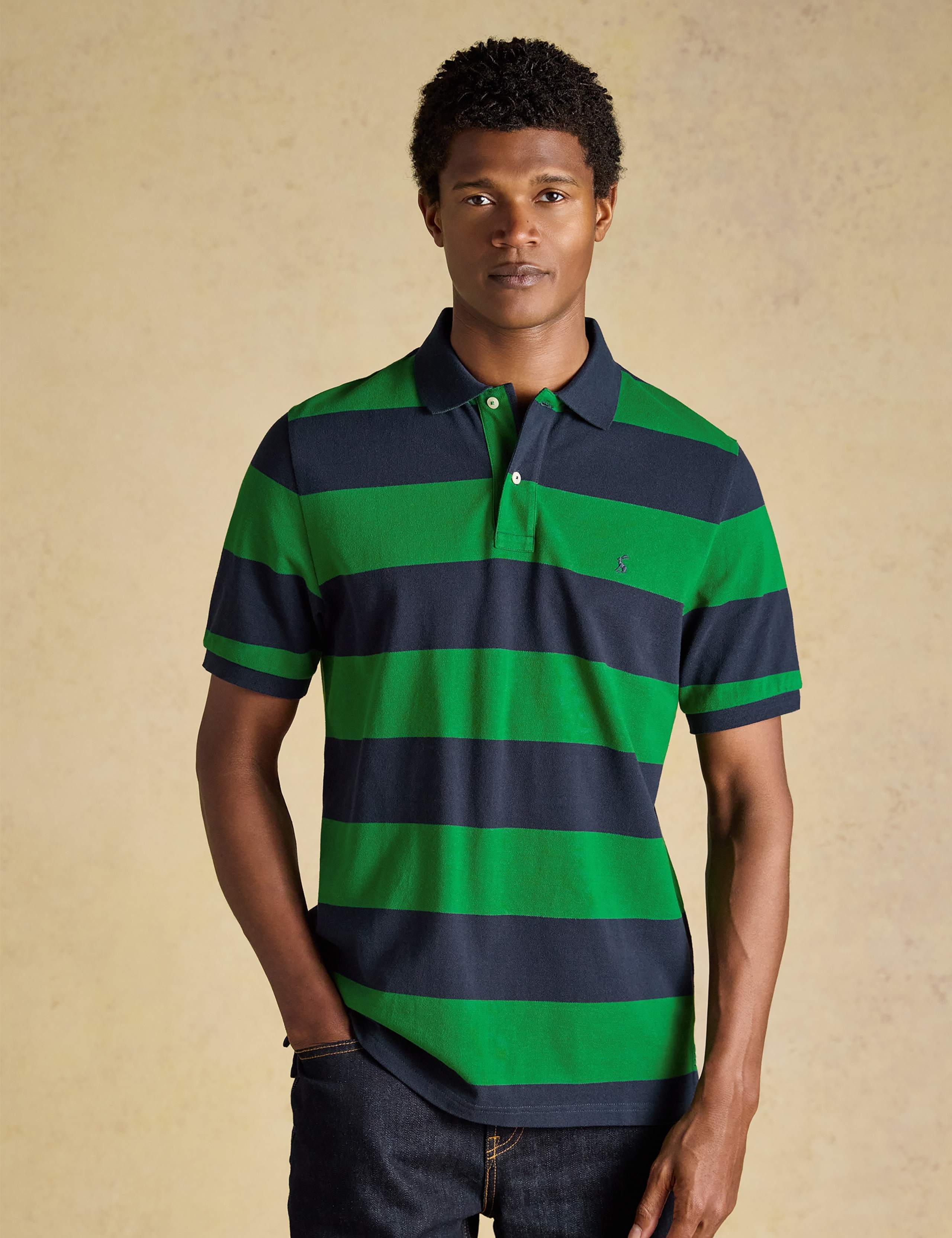 Pure Cotton Striped Pique Short Sleeve Polo Shirt 1 of 9