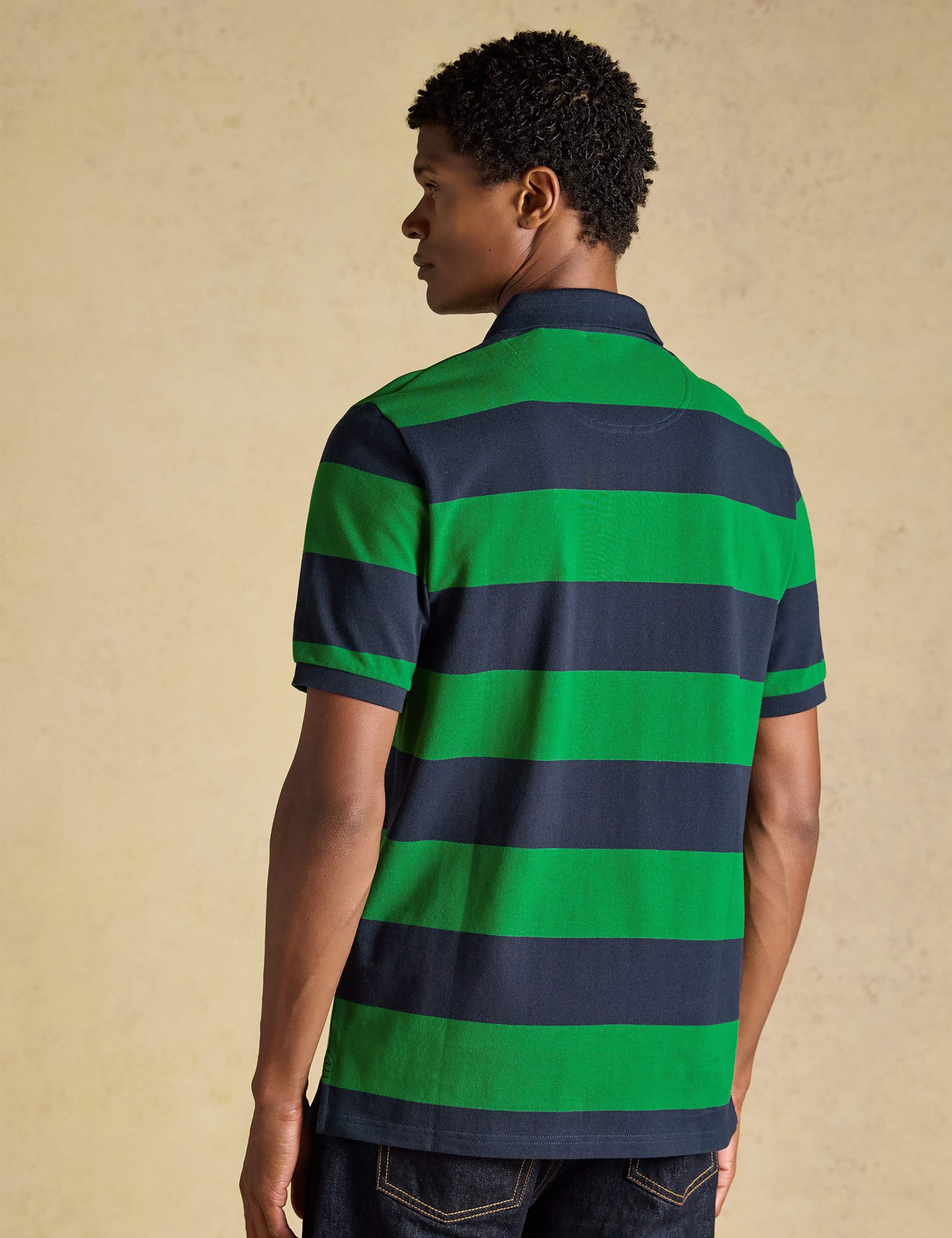 Pure Cotton Striped Pique Short Sleeve Polo Shirt 4 of 9