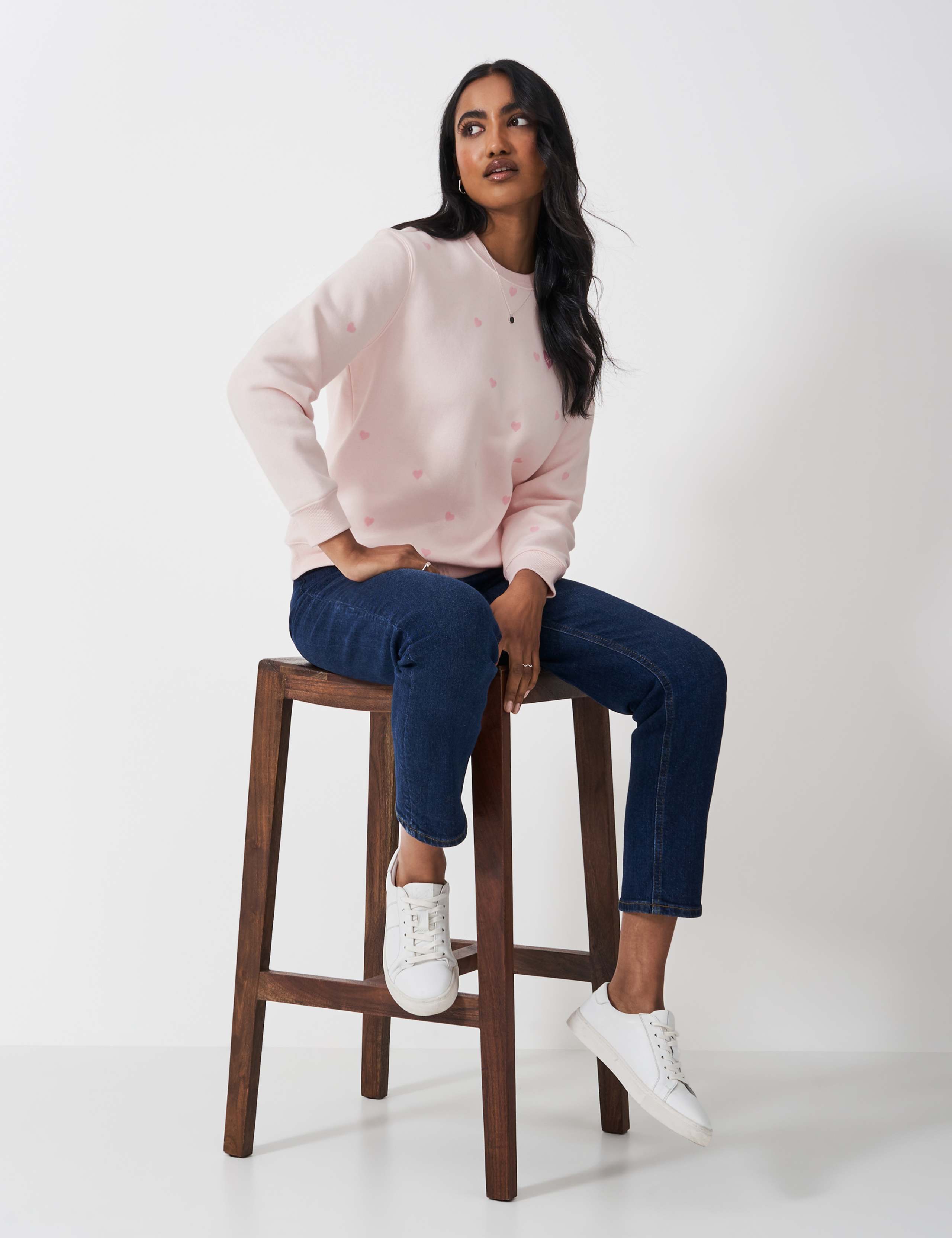 Cotton Rich Heart Print Crew Neck Sweatshirt 3 of 5