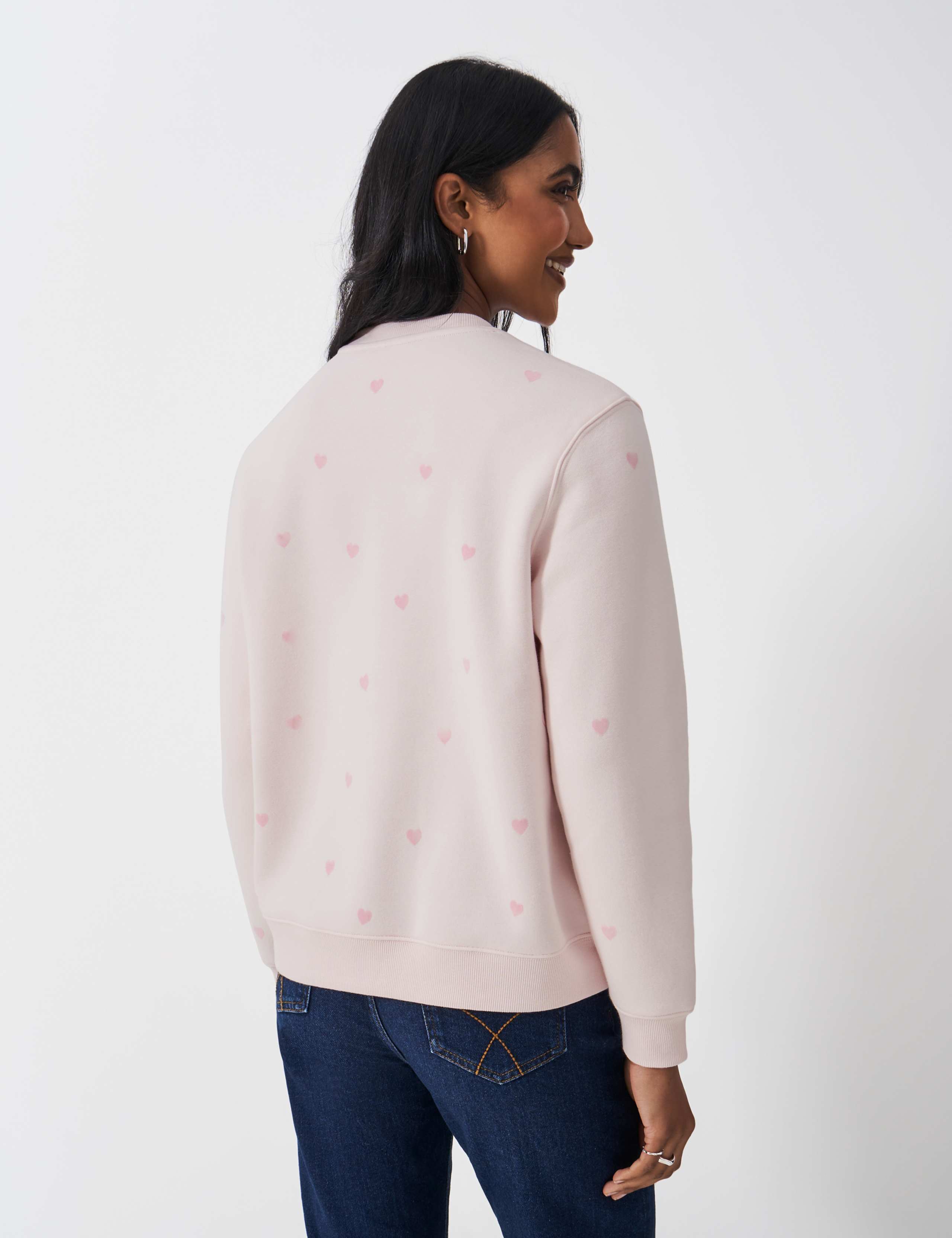 Cotton Rich Heart Print Crew Neck Sweatshirt 4 of 5