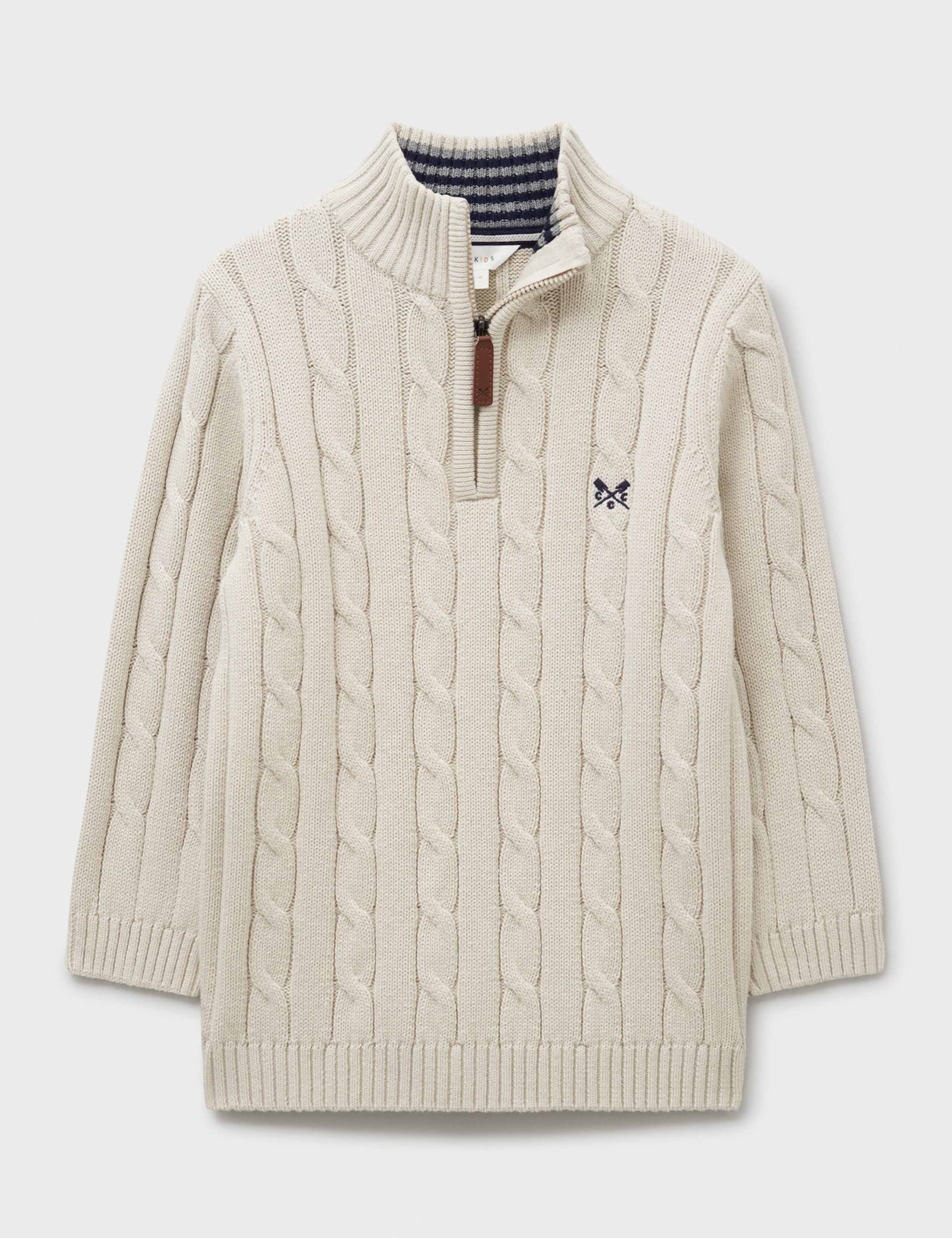 Pure Cotton Cable Knit Half Zip Jumper (3-12 Yrs) 1 of 3