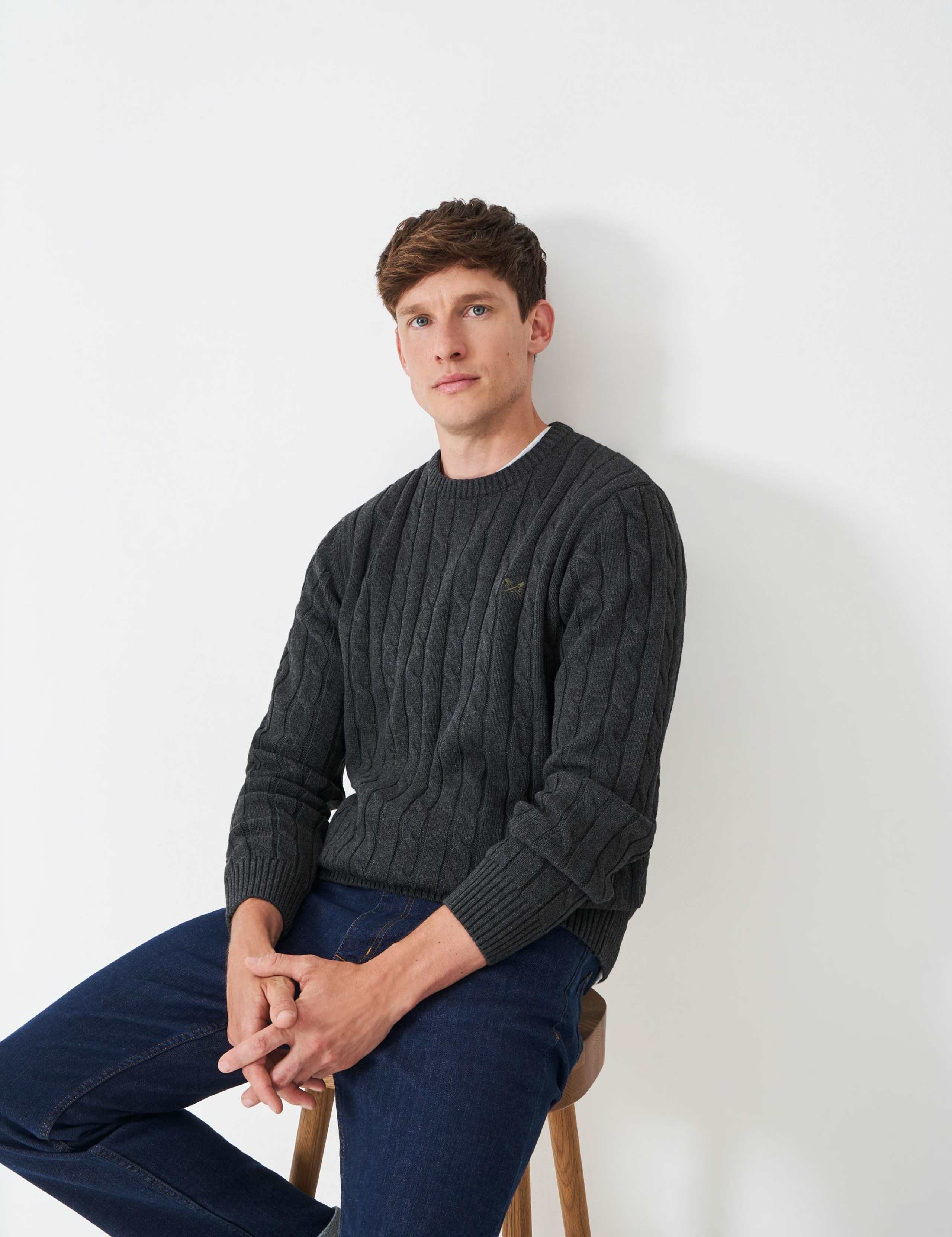 Cotton Cable Crew Neck Jumper 5 of 5