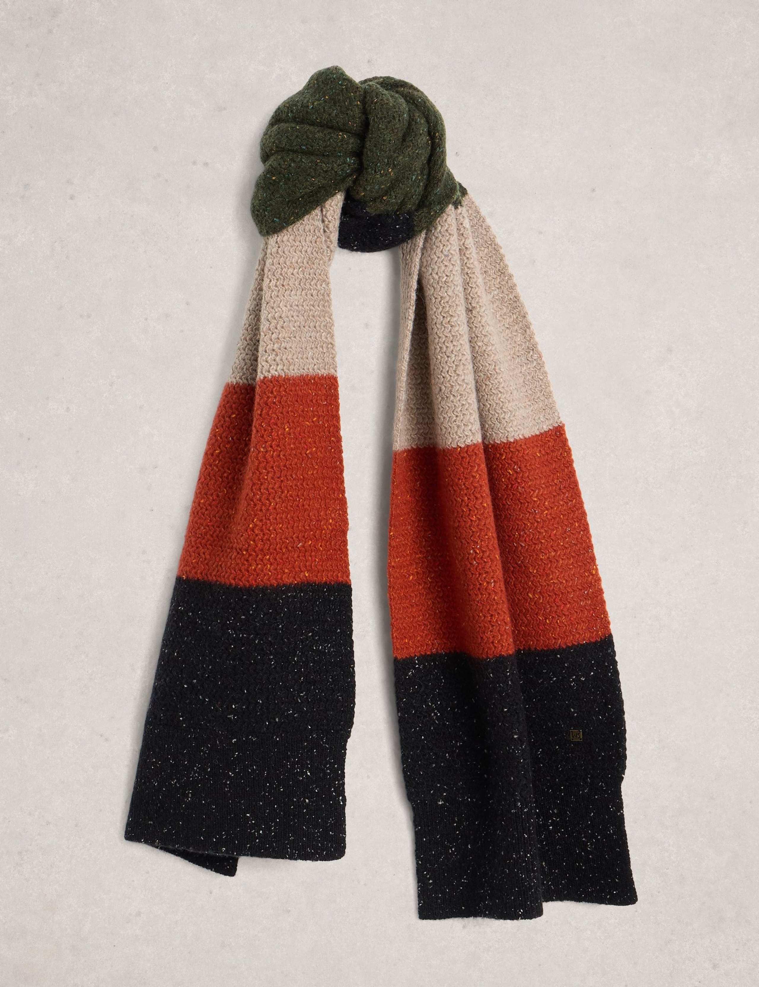 Wool Rich Colour Block Knitted Scarf 1 of 3