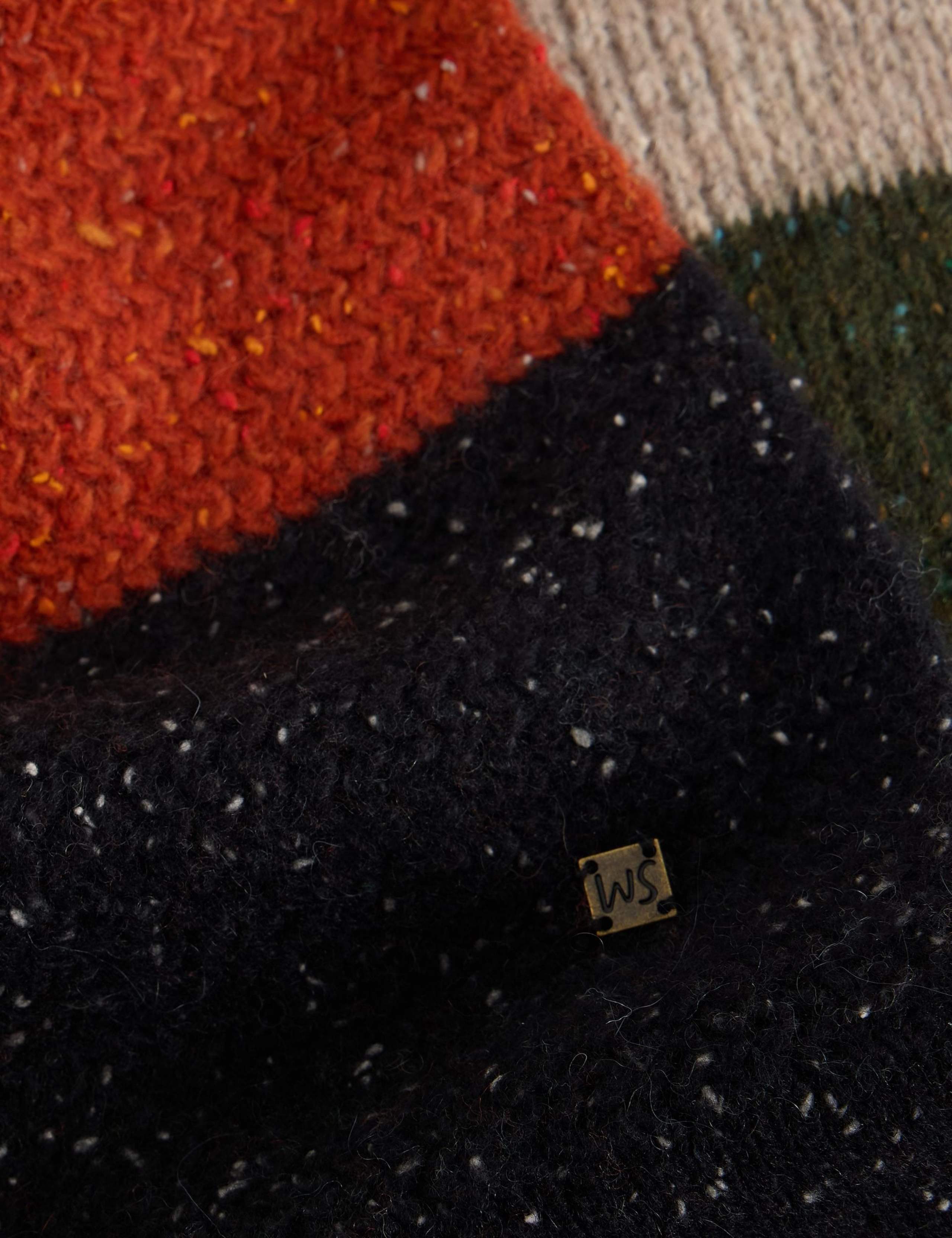 Wool Rich Colour Block Knitted Scarf 2 of 3