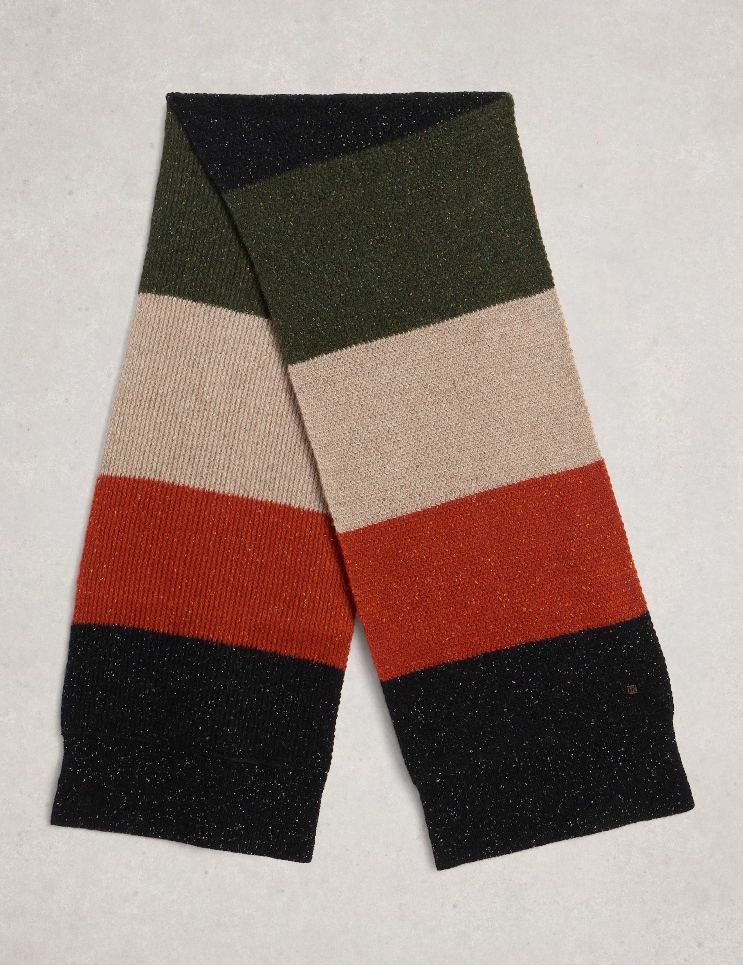 Wool Rich Colour Block Knitted Scarf 3 of 3