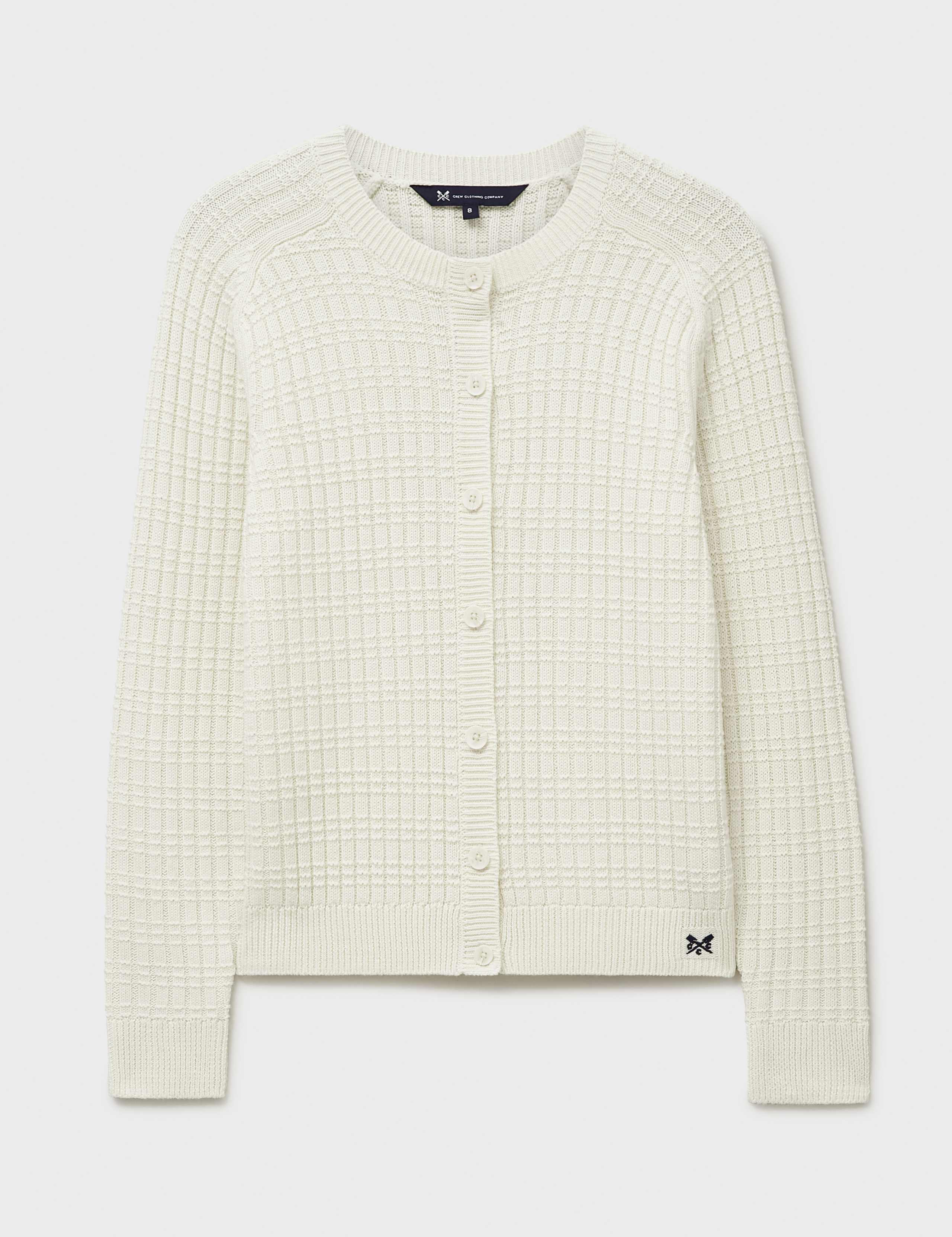 Cotton Blend Textured Crew Neck Cardigan 2 of 5