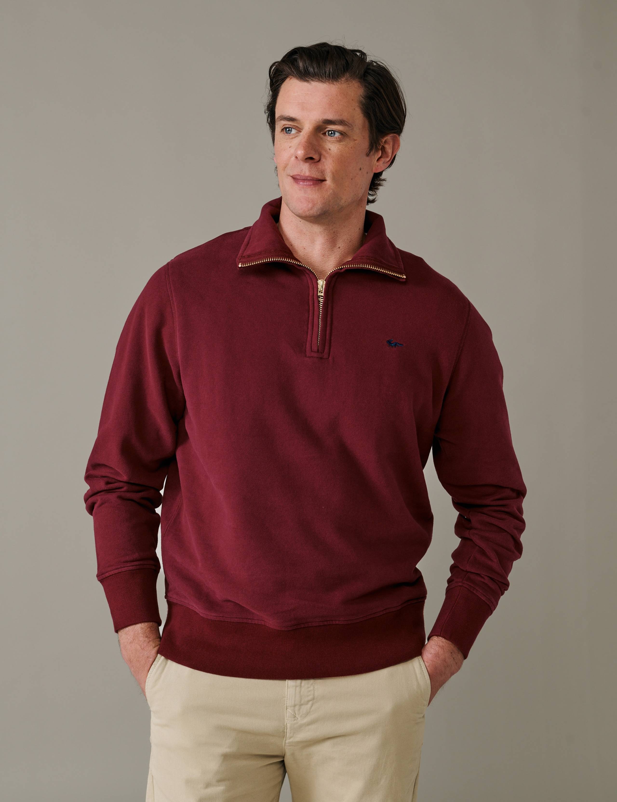 Pure Cotton Half Zip Funnel Neck Sweatshirt 1 of 2
