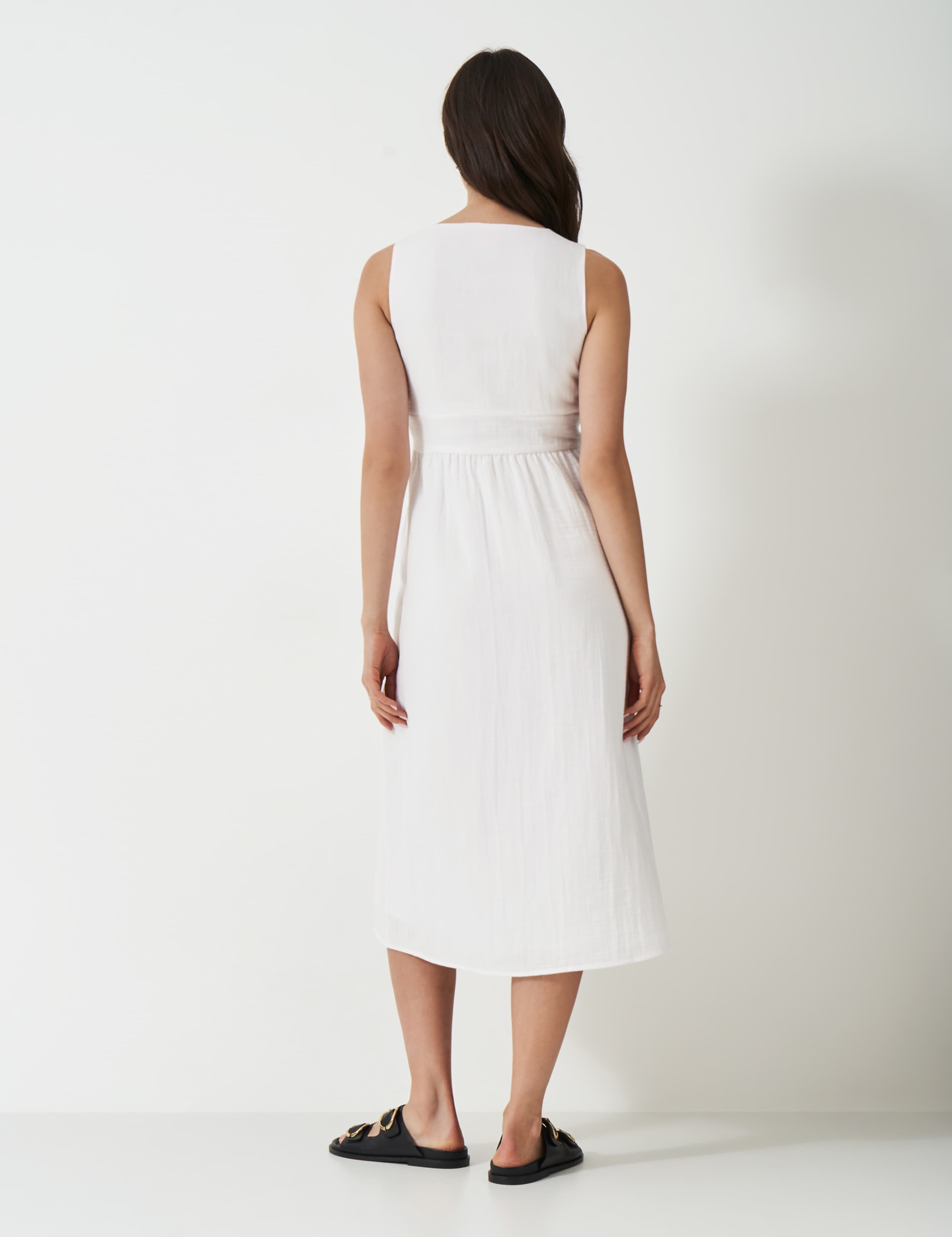 Pure Cotton V-Neck Midi Skater Dress 5 of 5