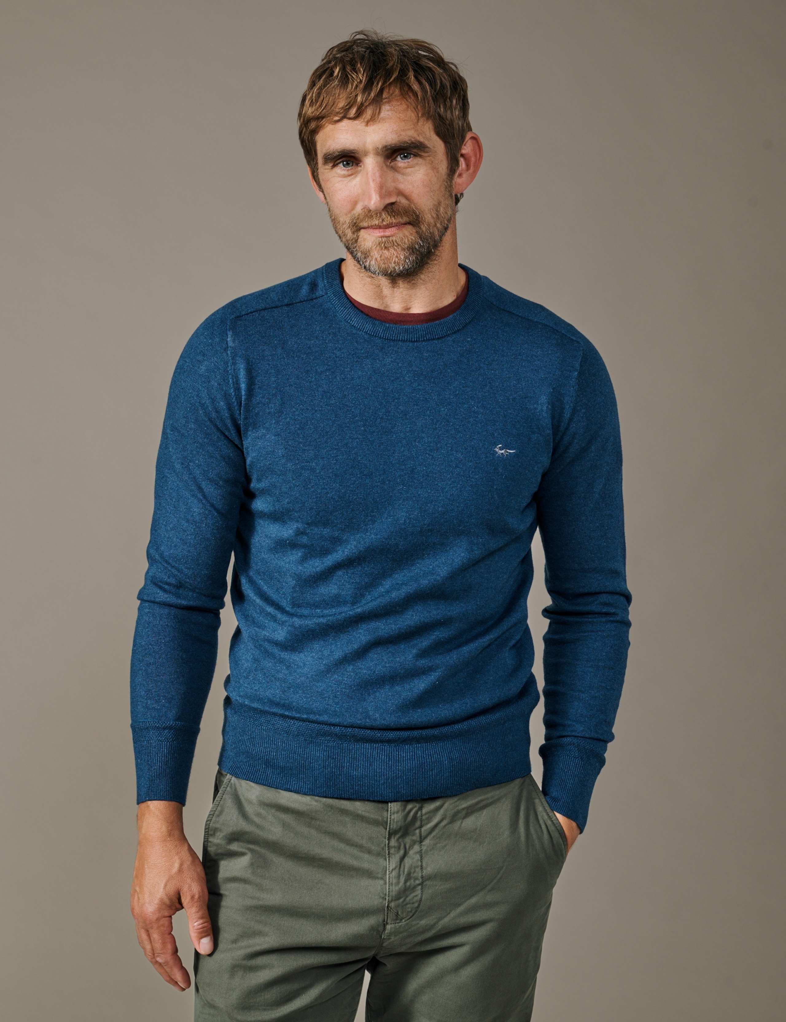 Cotton Rich Crew Neck Jumper with Cashmere 1 of 5