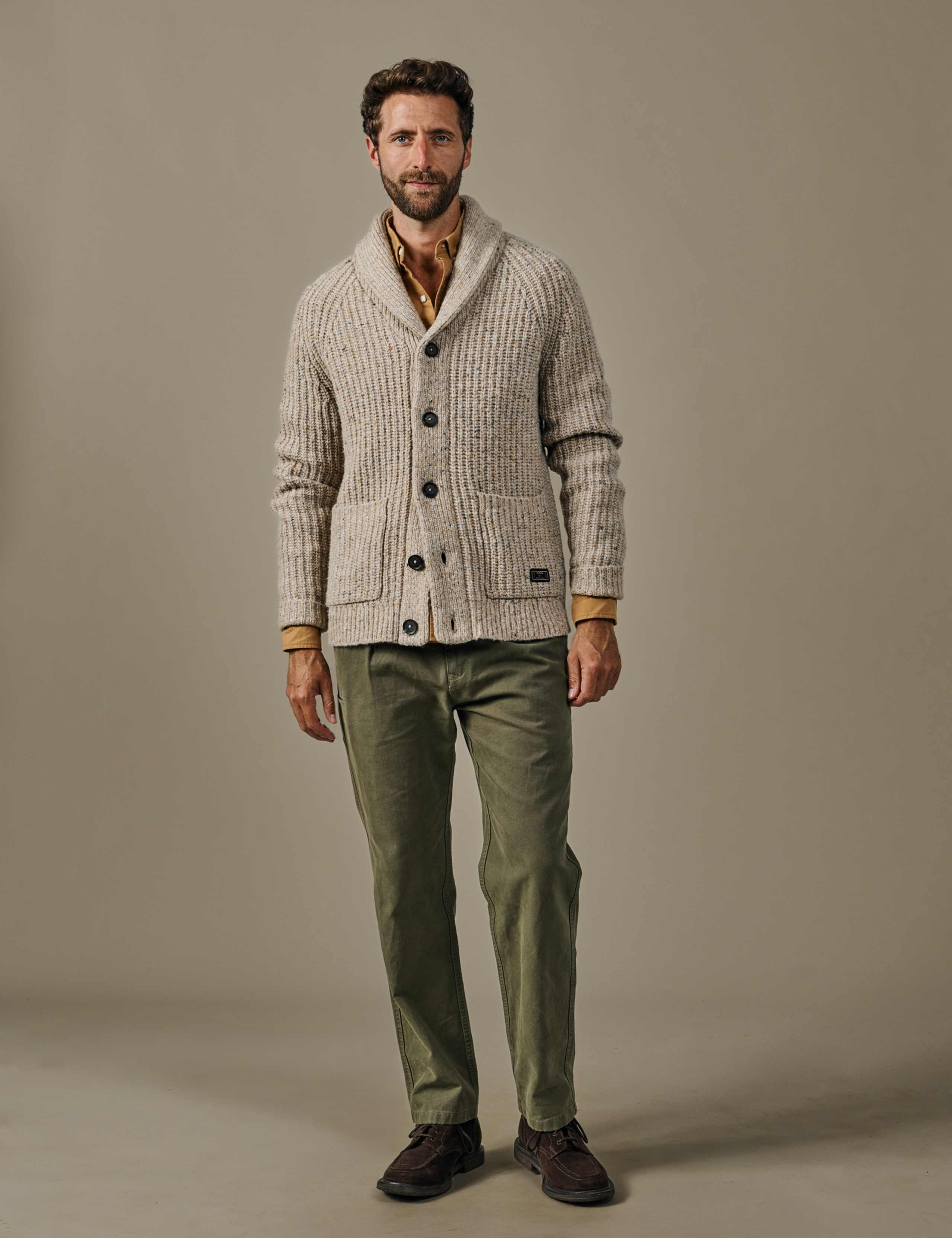 Merino Wool Rich Textured Funnel Neck Cardigan 2 of 5