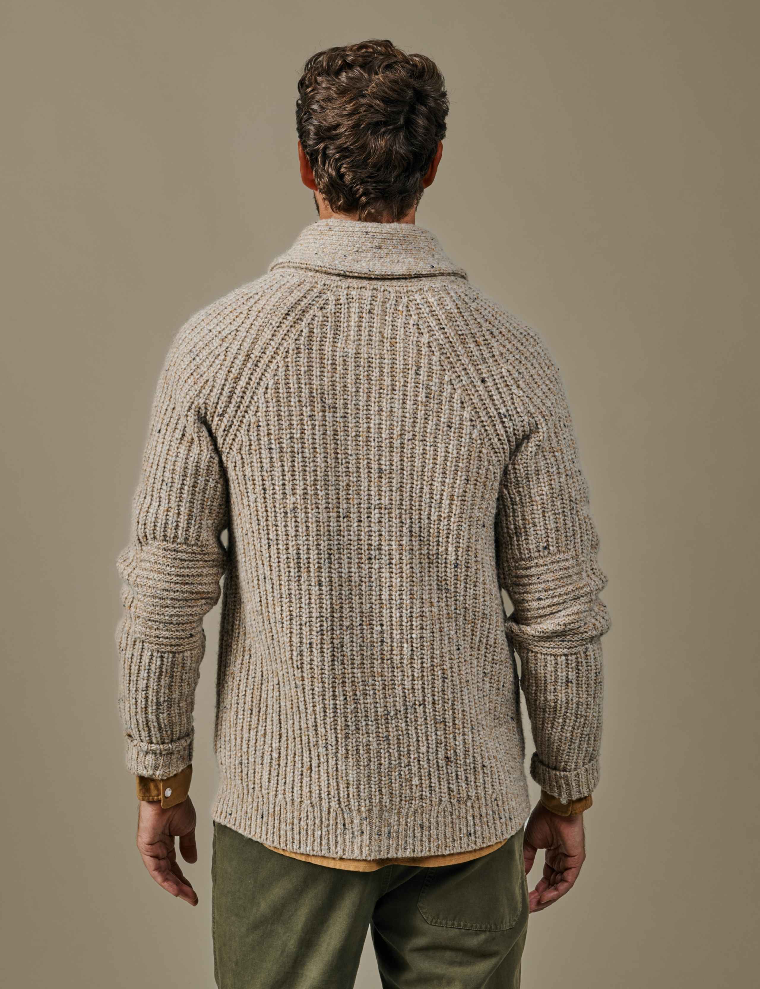 Merino Wool Rich Textured Funnel Neck Cardigan 3 of 5