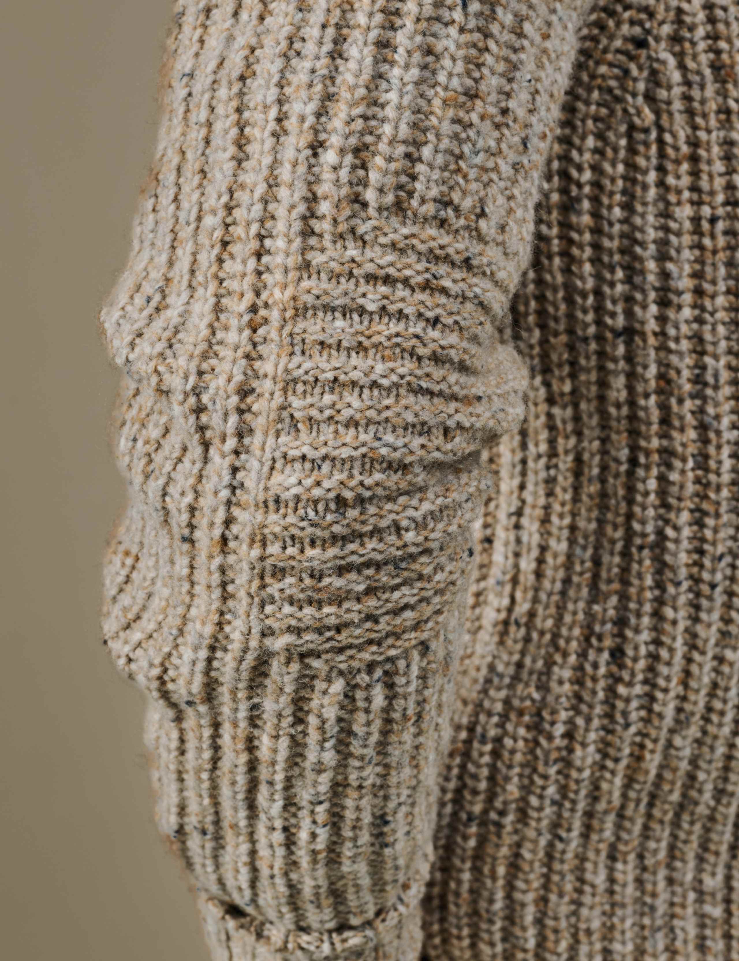 Merino Wool Rich Textured Funnel Neck Cardigan 5 of 5