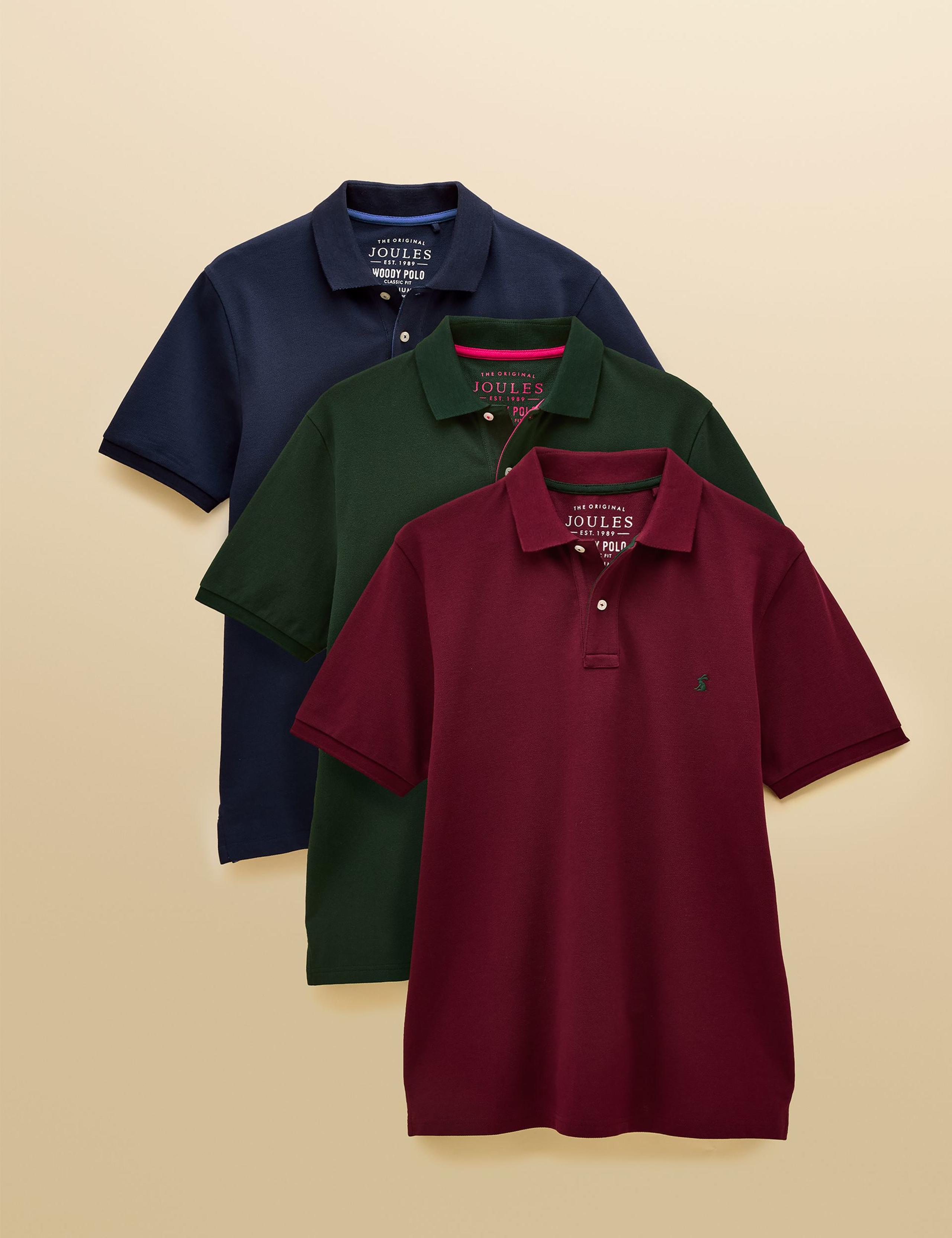 3 Pack Pure Cotton Polo Shirts 1 of 8