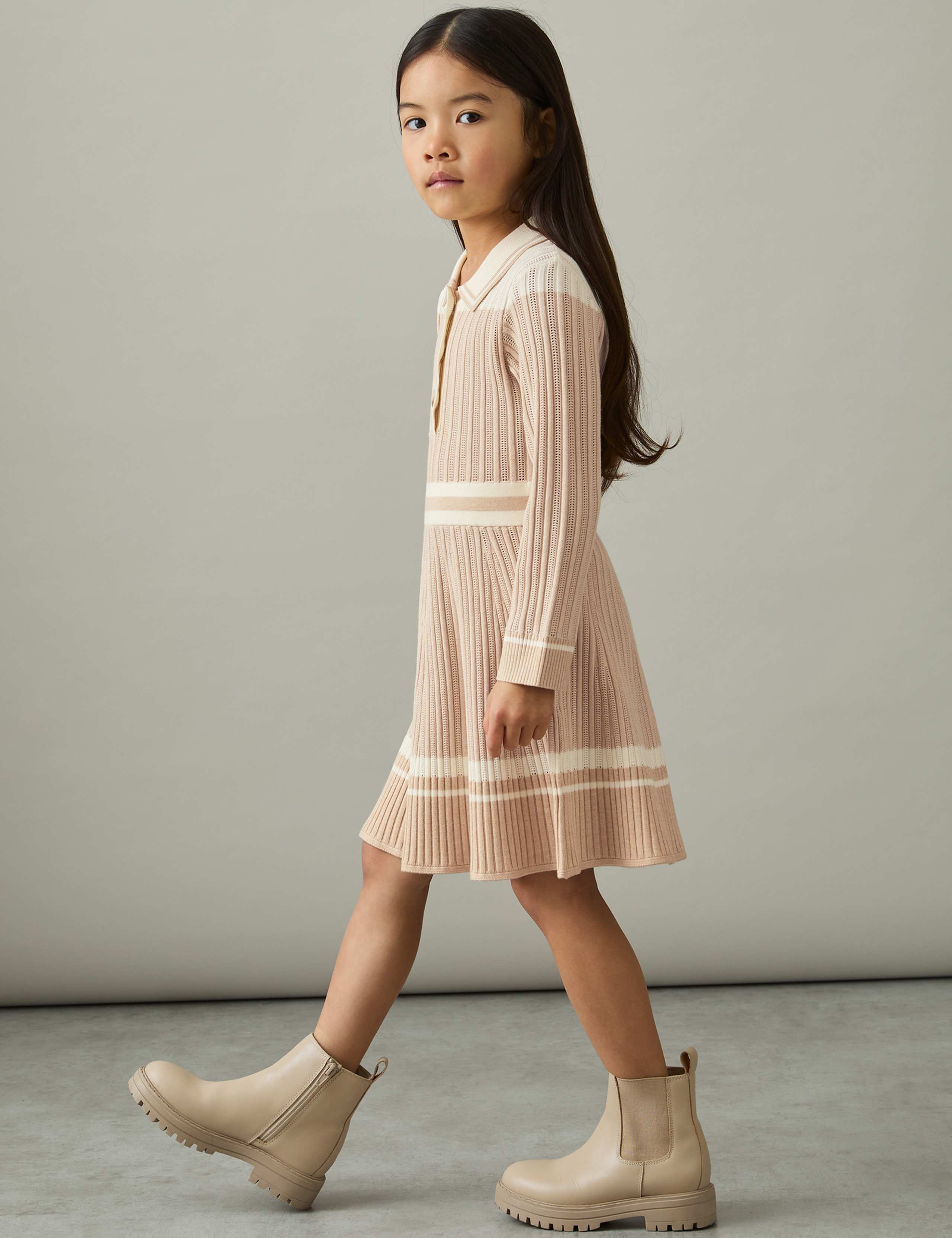 Knitted Ribbed Striped Shirt Dress (4-14 Yrs) 3 of 4