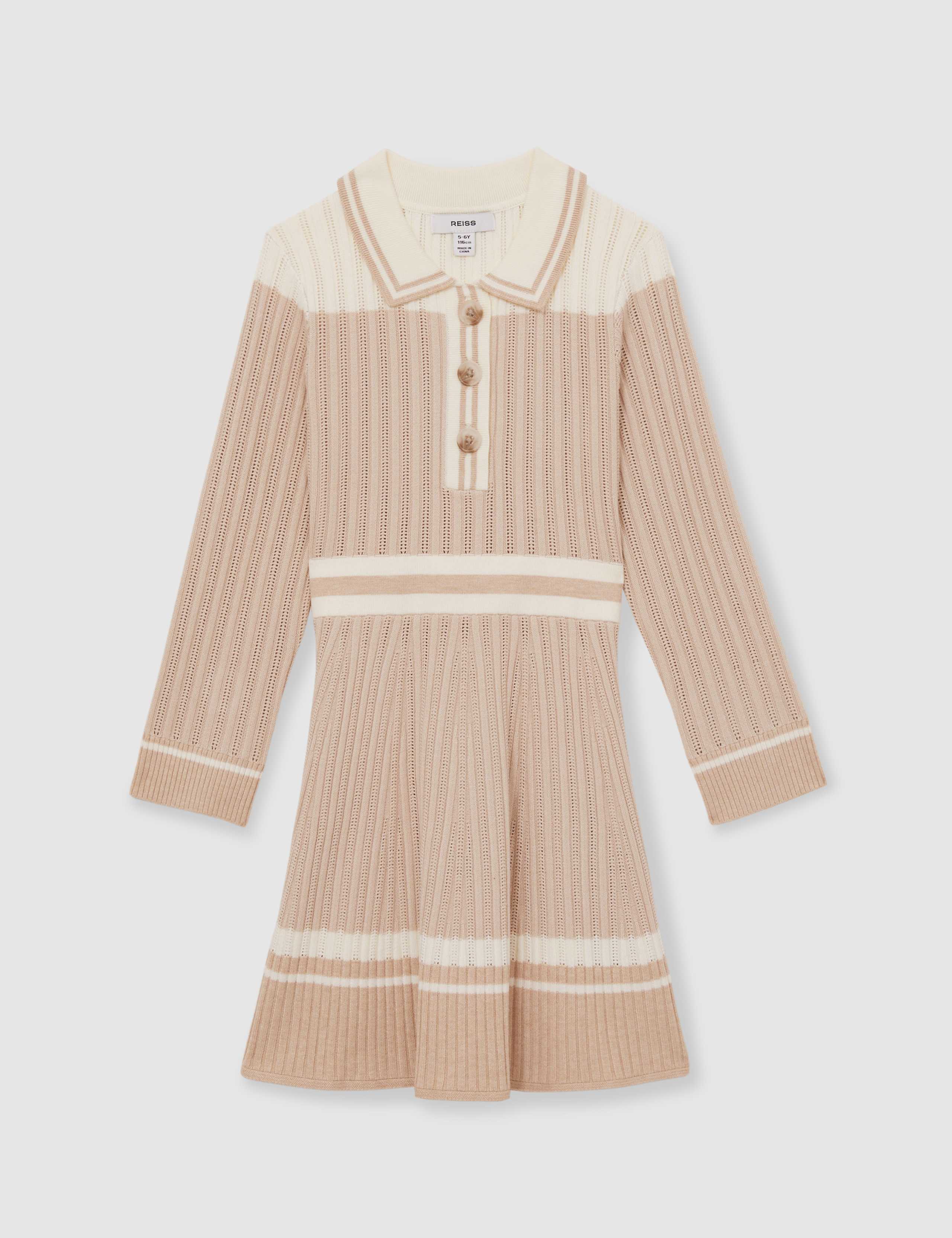Knitted Ribbed Striped Shirt Dress (4-14 Yrs) 2 of 4