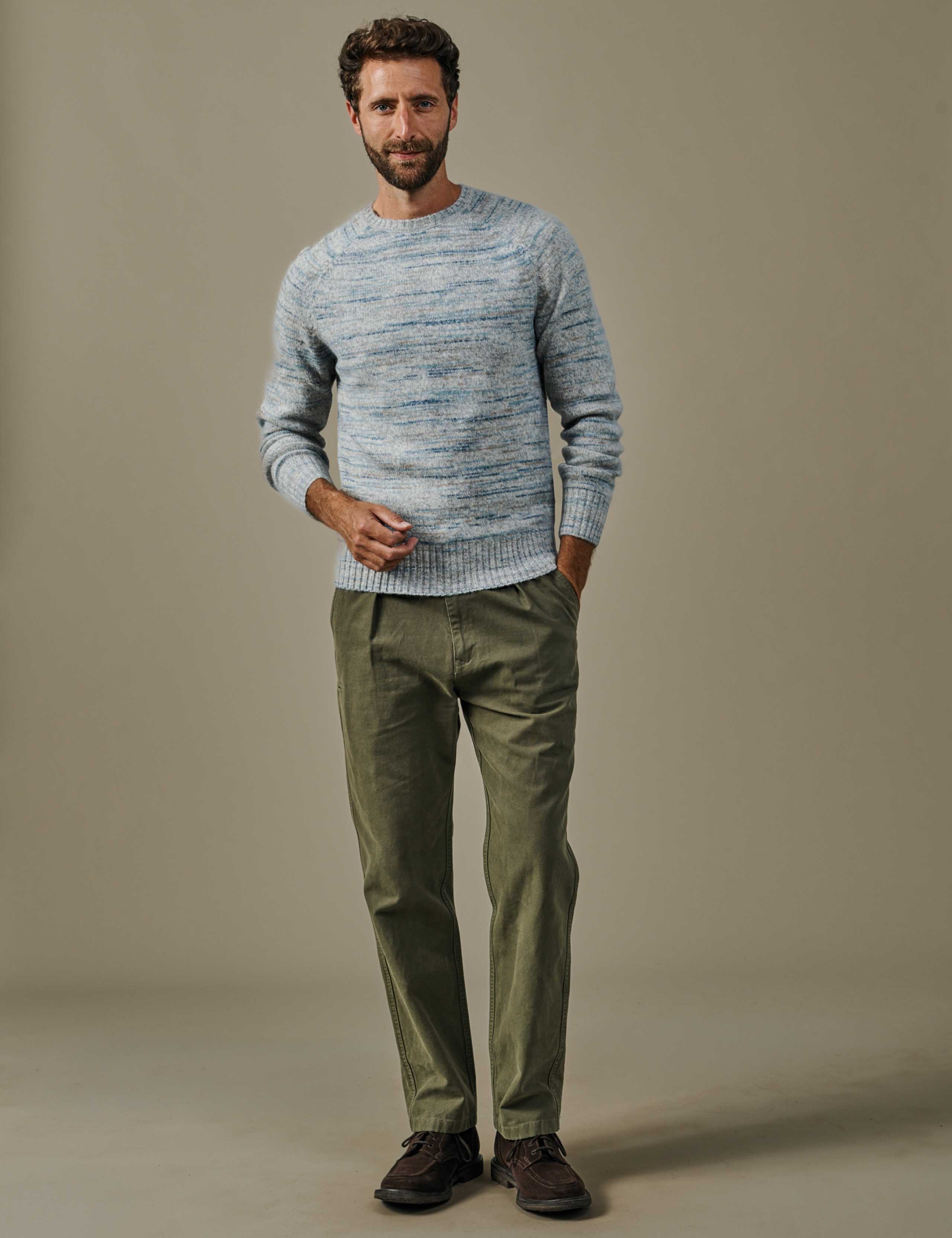 Wool Rich Striped Crew Neck Jumper with Alpaca 2 of 4