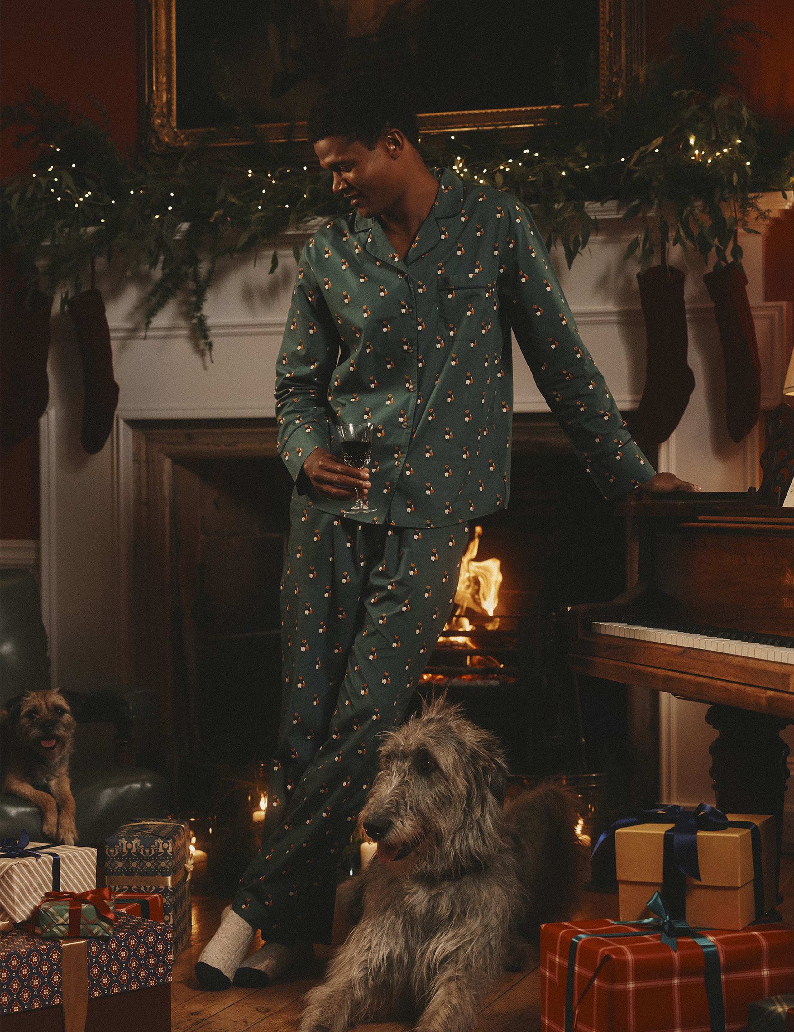 Pure Cotton Fox Print Revere Pyjama Set 1 of 9