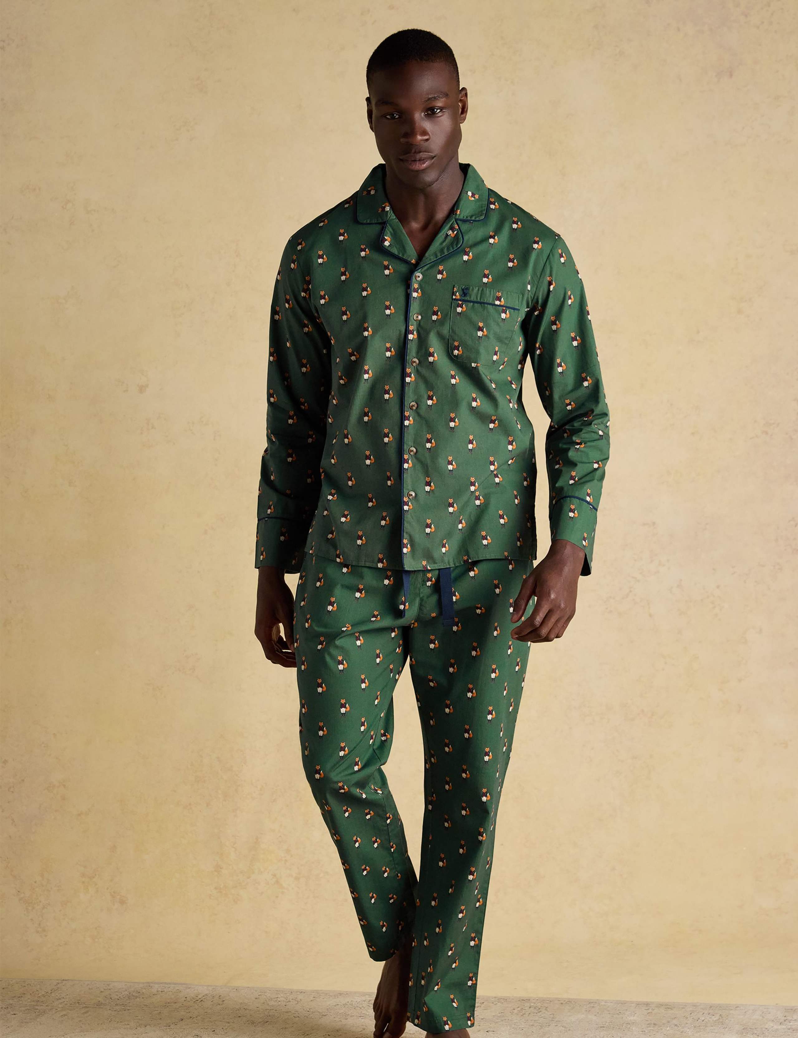 Pure Cotton Fox Print Revere Pyjama Set 3 of 9