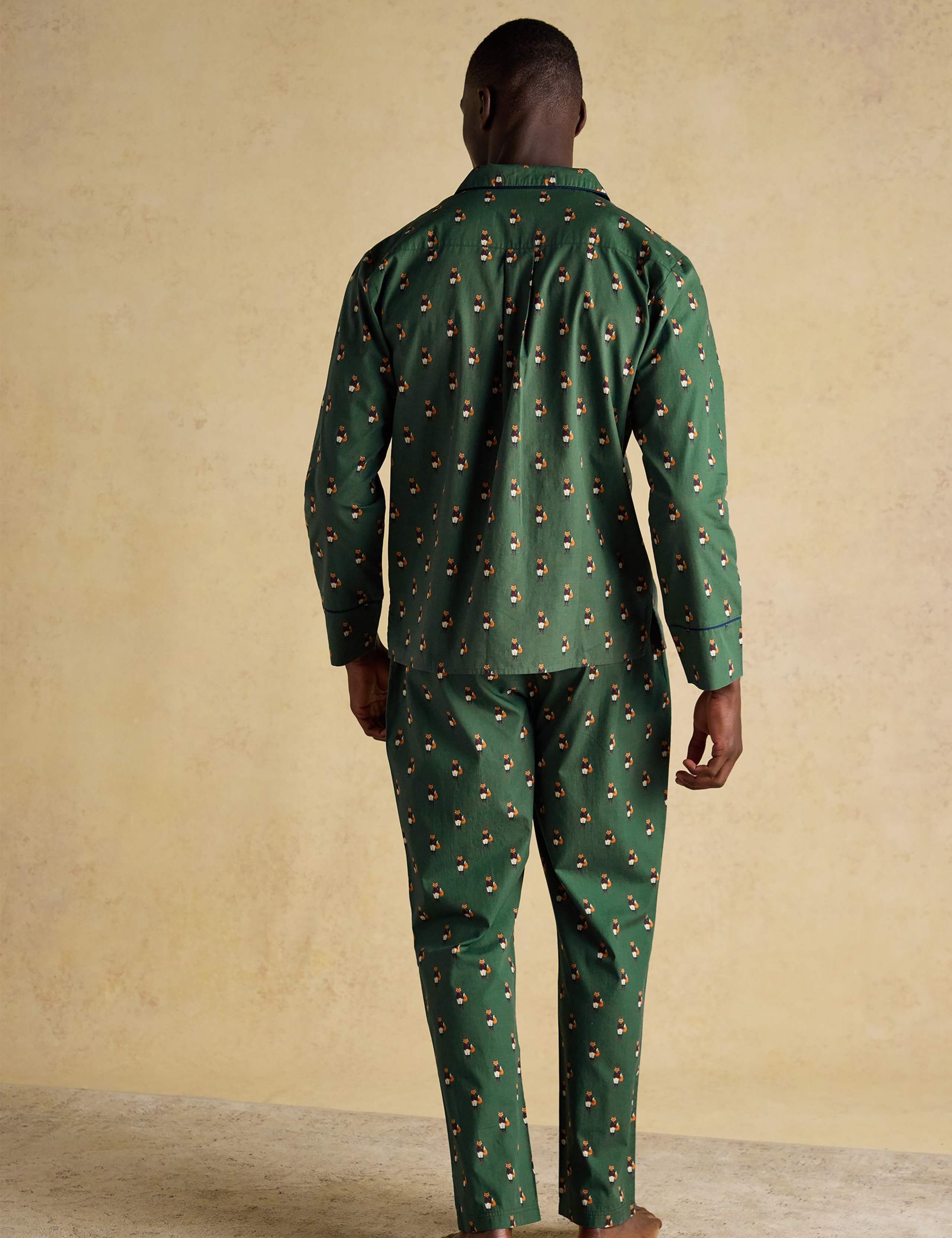 Pure Cotton Fox Print Revere Pyjama Set 4 of 9