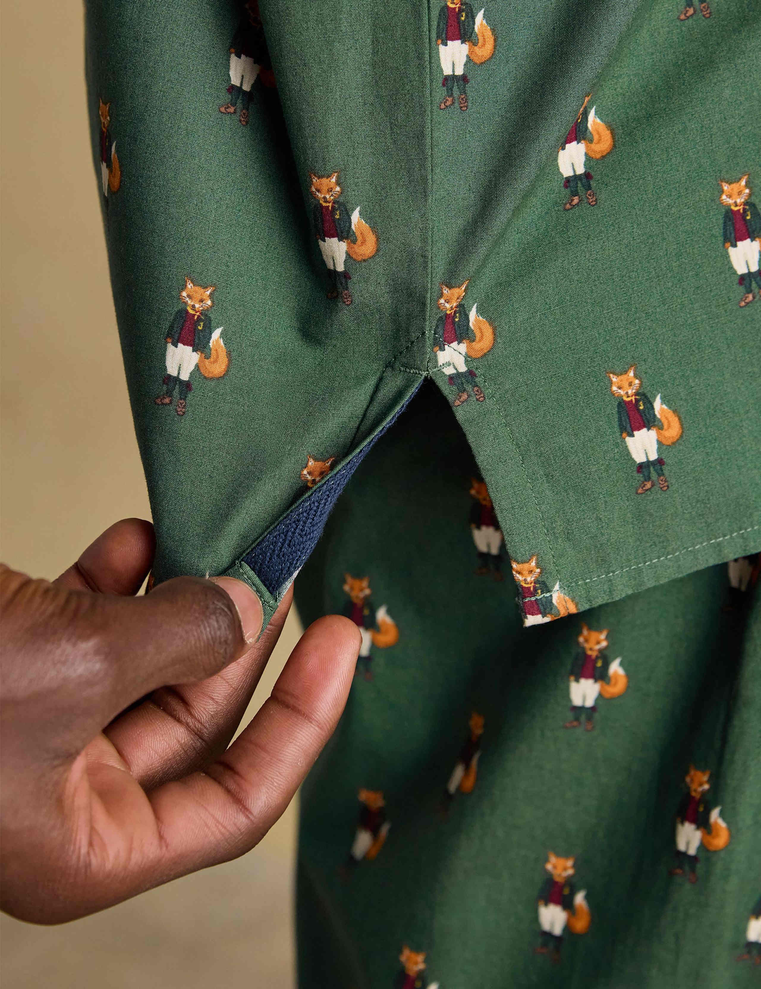 Pure Cotton Fox Print Revere Pyjama Set 6 of 9