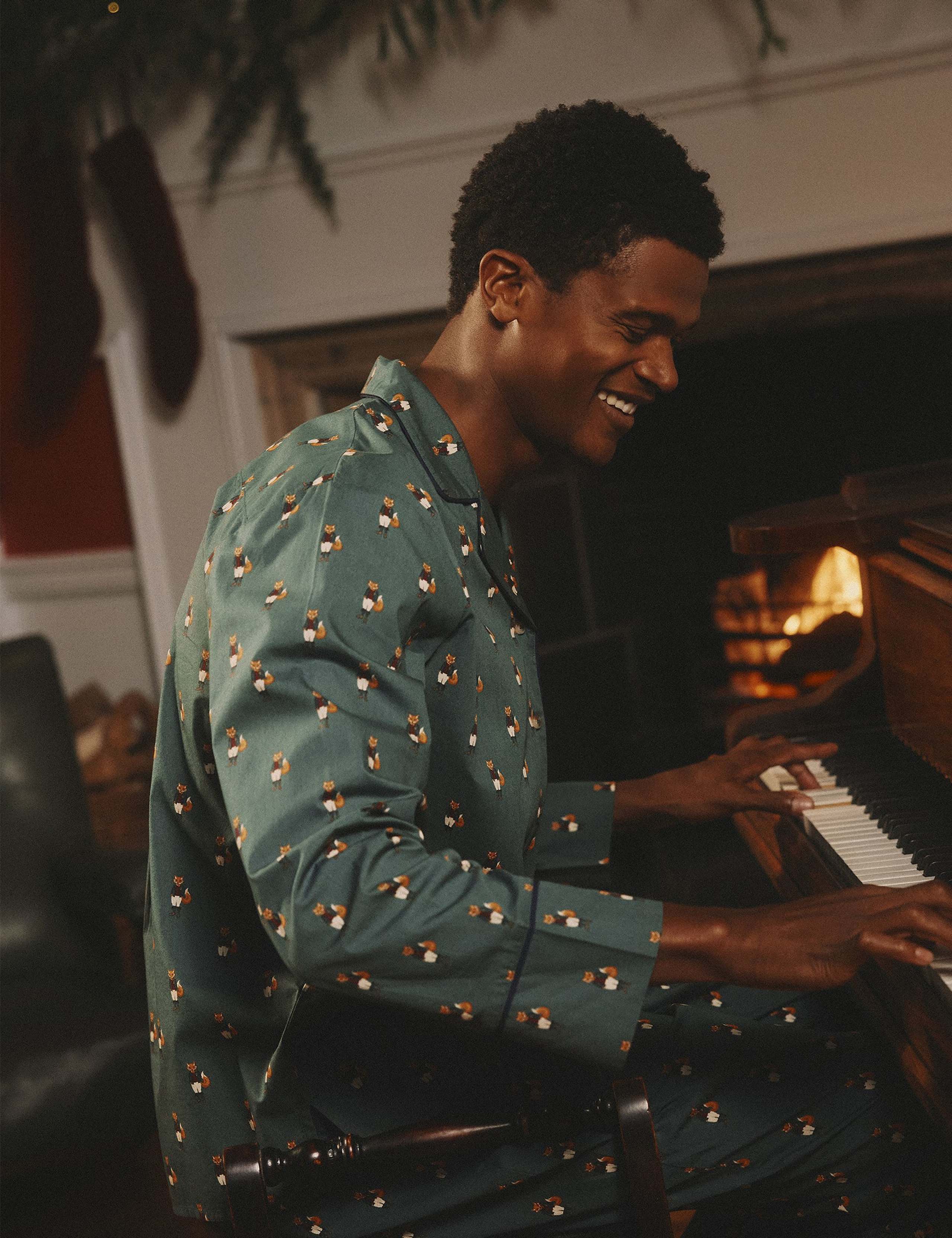 Pure Cotton Fox Print Revere Pyjama Set 7 of 9